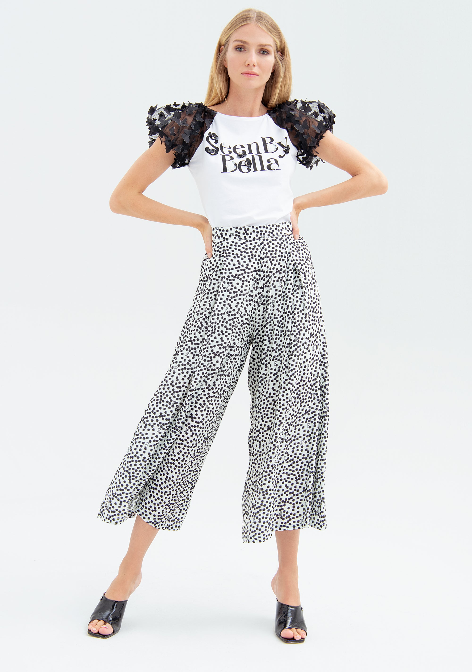 Culotte pant cropped with polka dots pattern Fracomina FR22SVB007W422R8-109