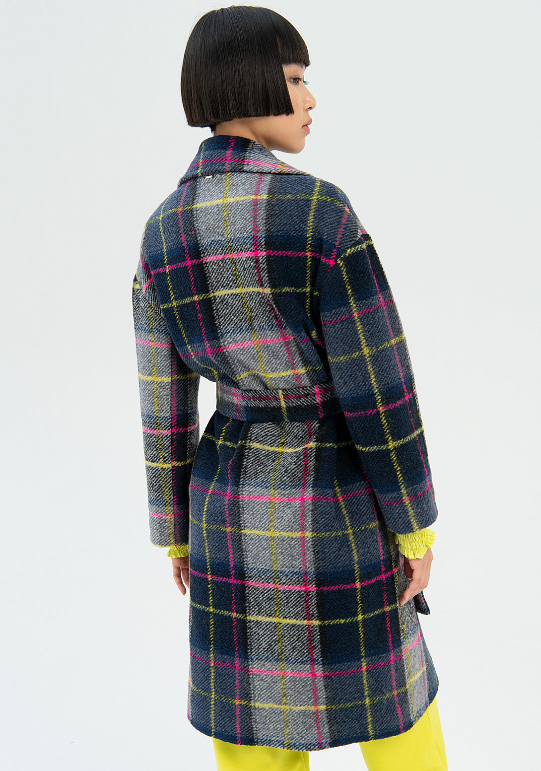 Long coat regular fit made in tartan Fracomina FR22WC1011W57495-210-4