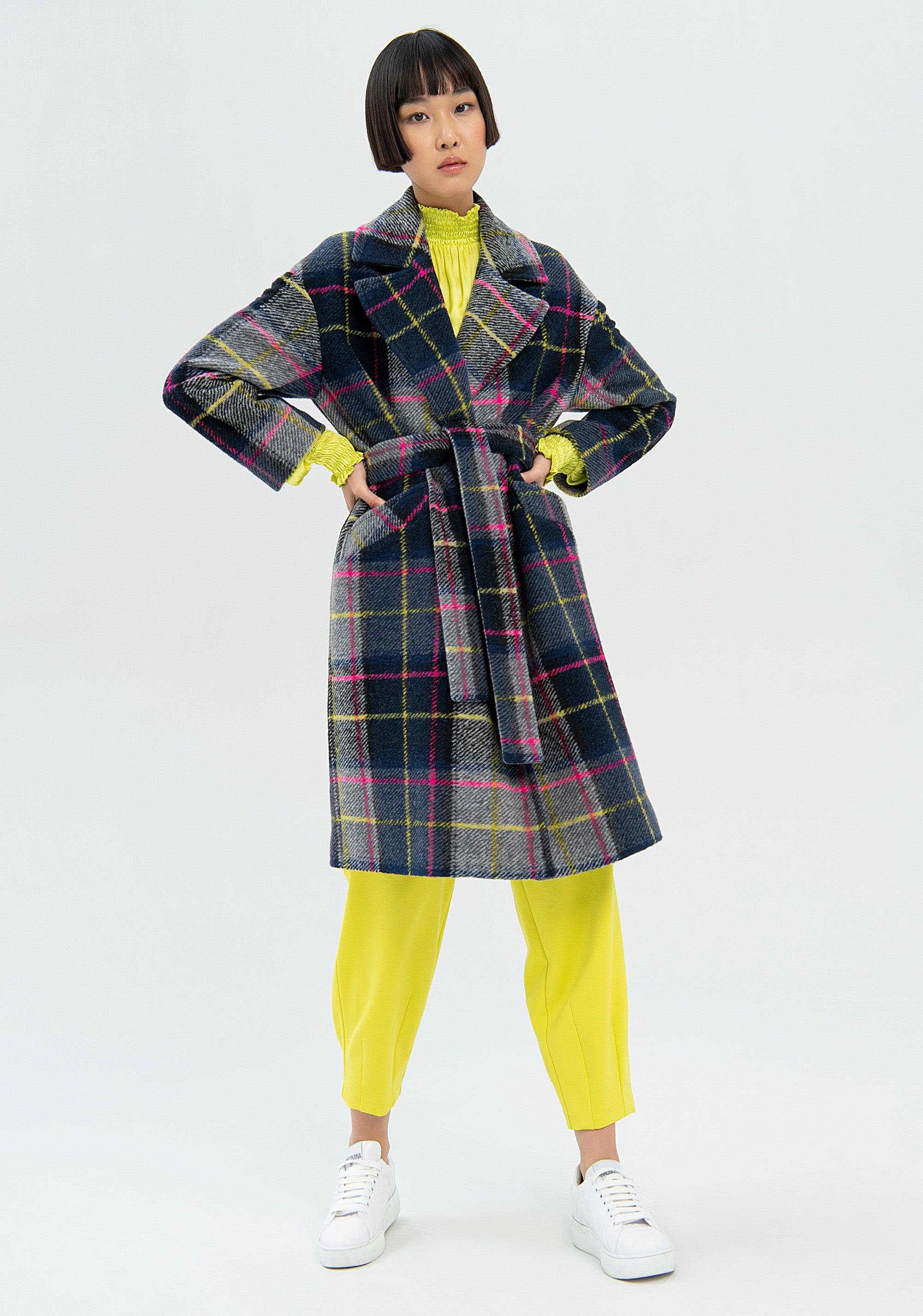 Long coat regular fit made in tartan Fracomina FR22WC1011W57495-210