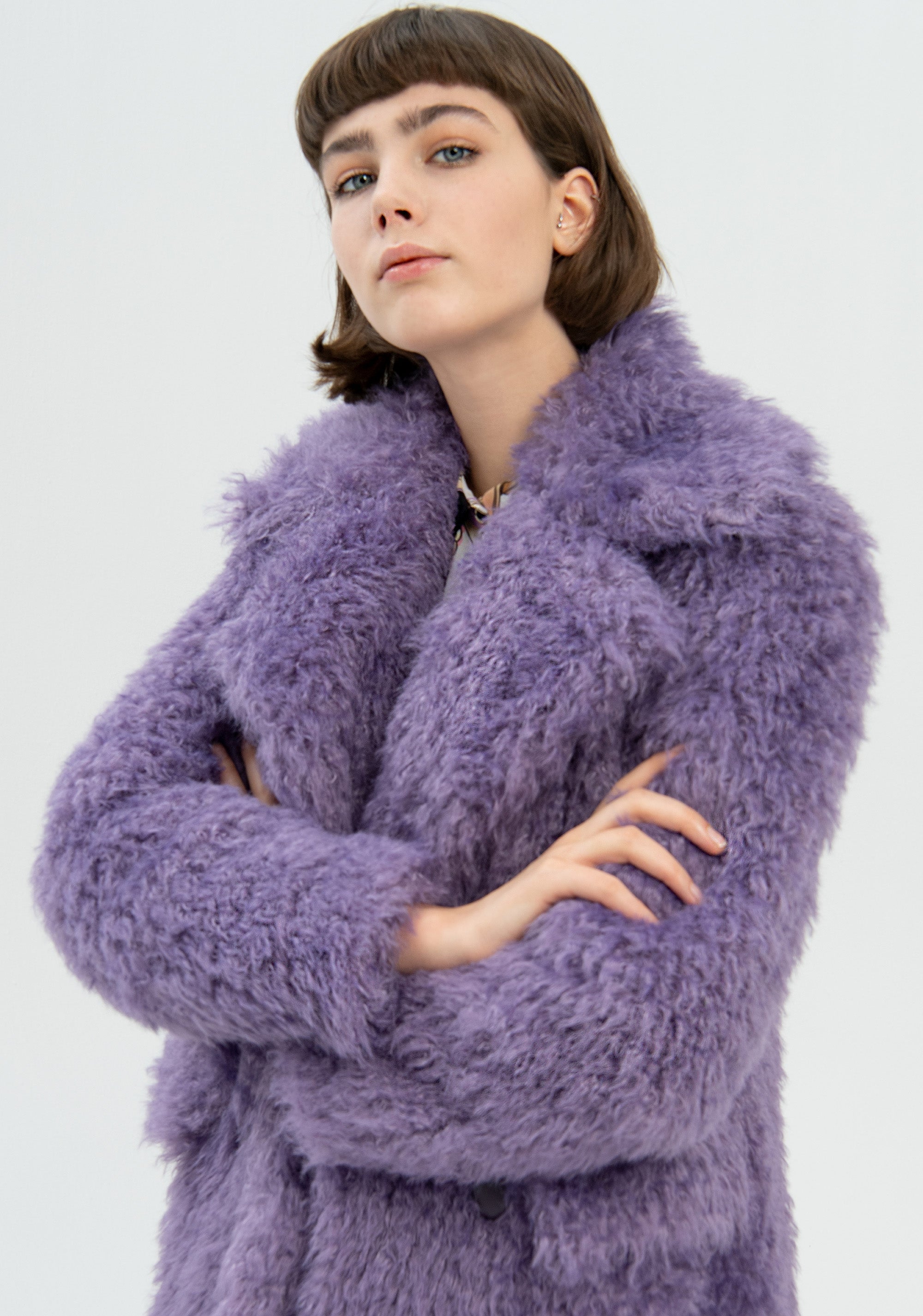 Coat Regular fit middle length made in eco fur Fracomina FR22WC4004W54901-I89-2