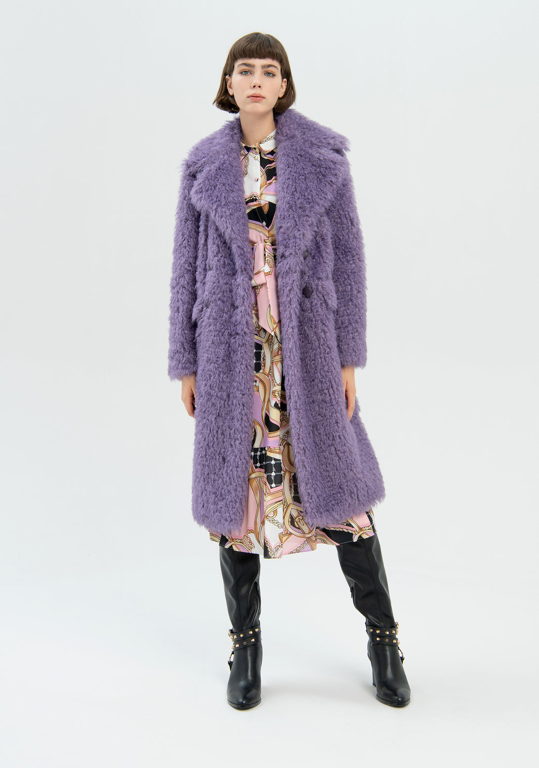 Coat Regular fit middle length made in eco fur Fracomina FR22WC4004W54901-I89