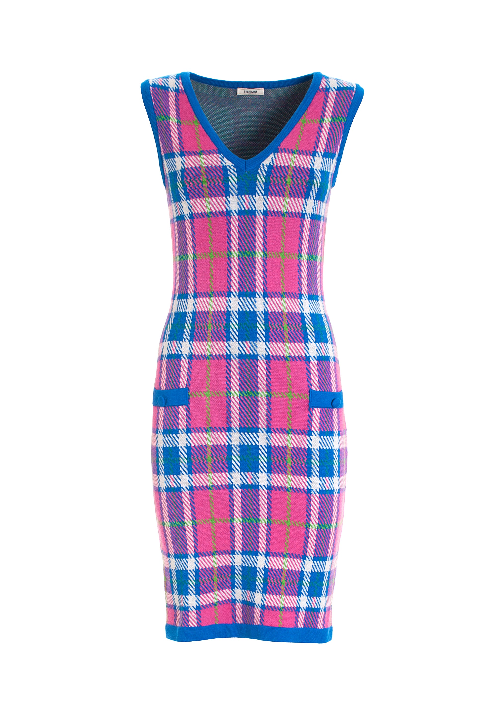 Knitted mini dress slim fit with tartan jacquard Fracomina FR22WD5003K49301-210_1