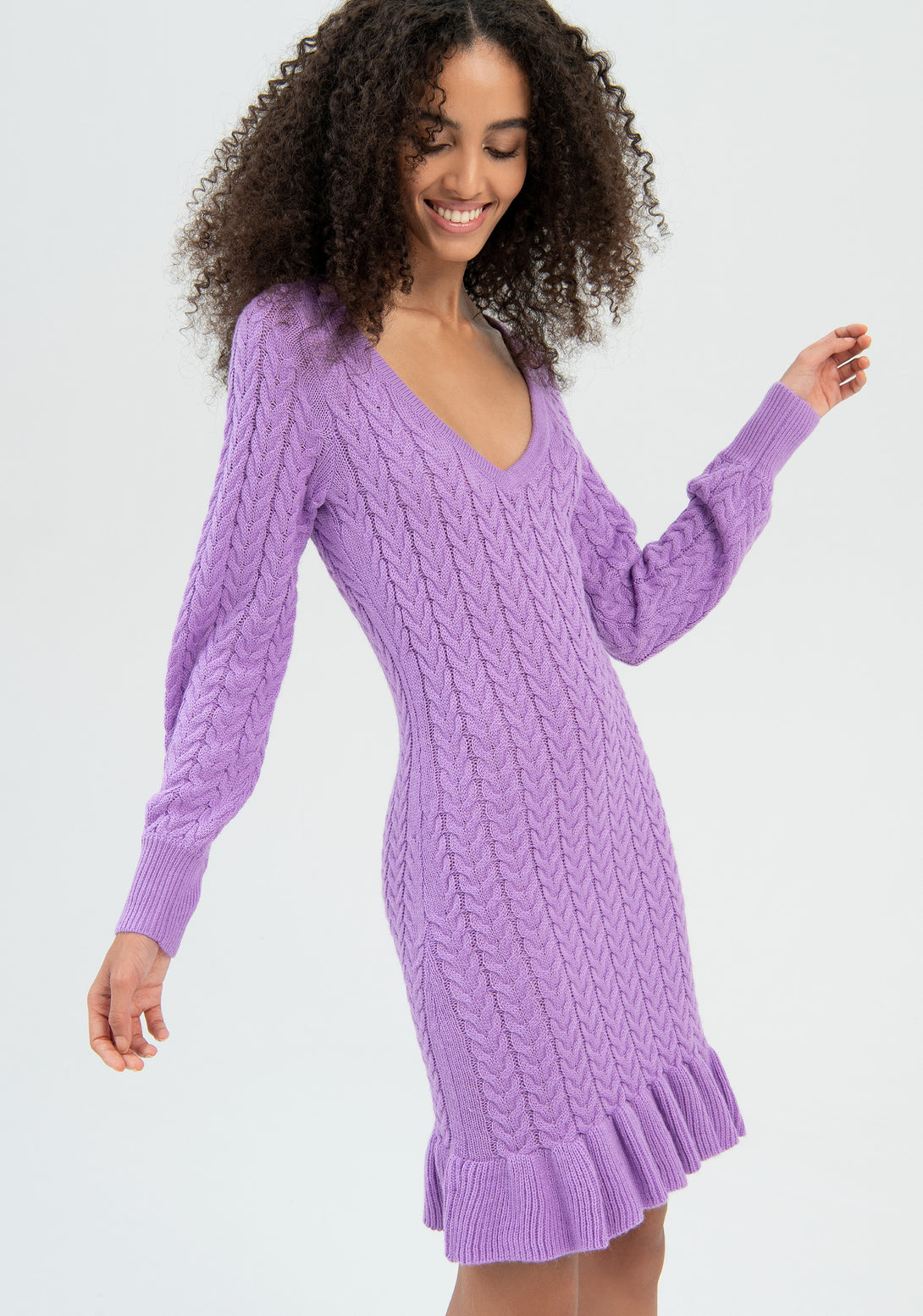 Knitted mini dress slim fit with plaits Fracomina FR22WD5004K45701-I89-3