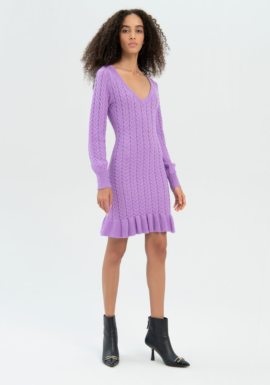 Knitted mini dress slim fit with plaits Fracomina FR22WD5004K45701-I89