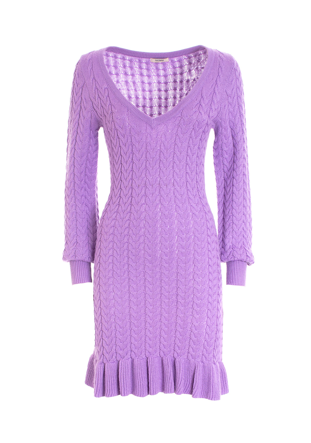 Knitted mini dress slim fit with plaits
