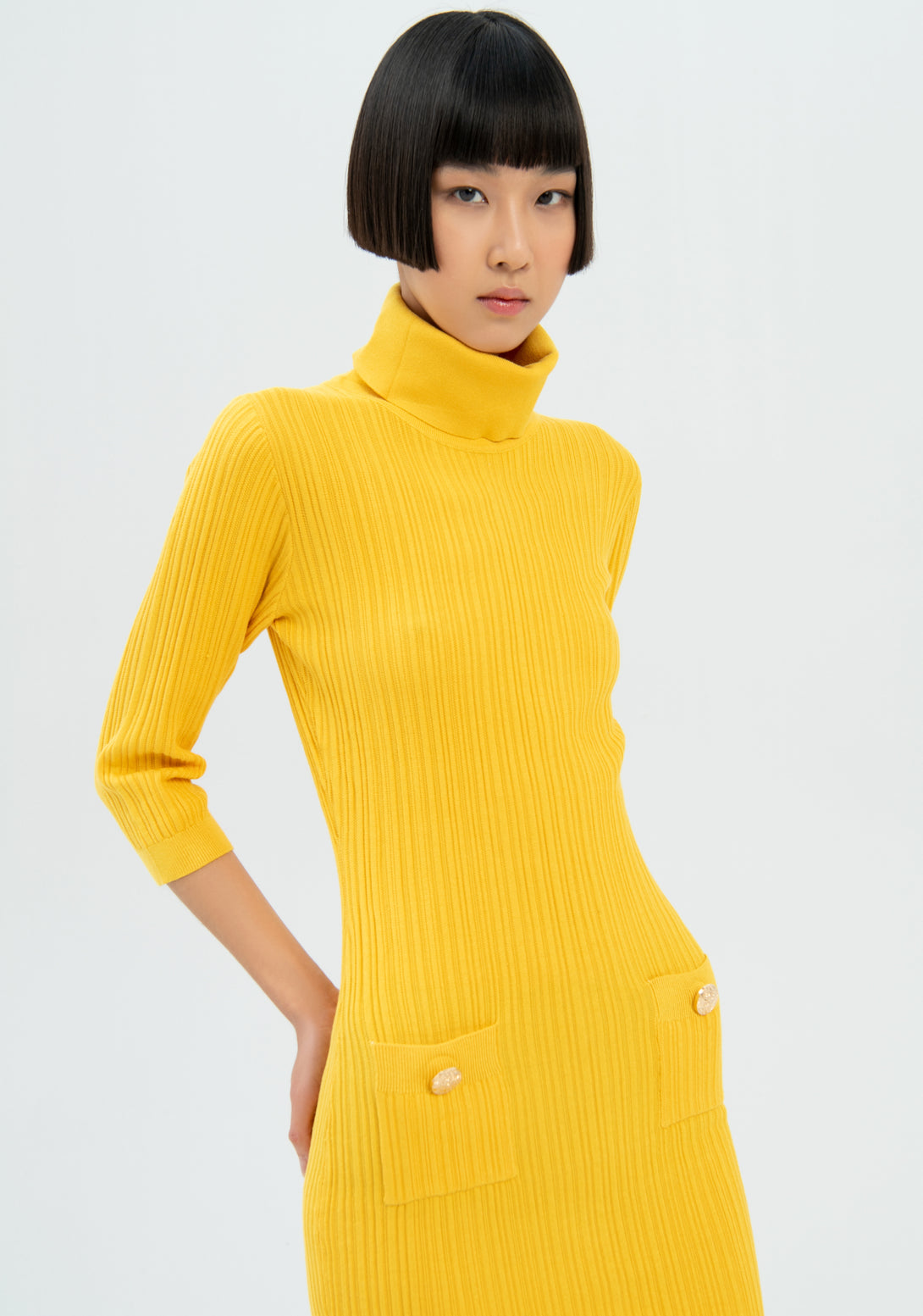 Knitted mini dress slim fit with ribs Fracomina FR22WD5007K41401-300-2