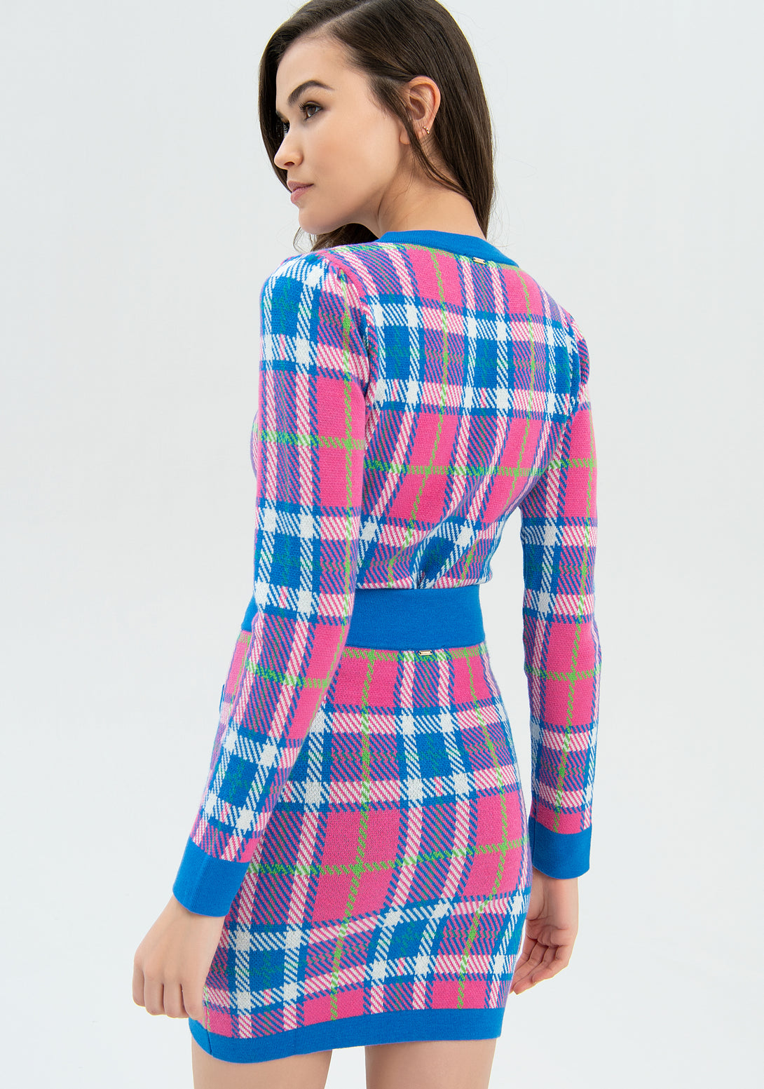 Knitted mini skirt slim fit made in tartan jacquard Fracomina FR22WG4004K49301-210-3