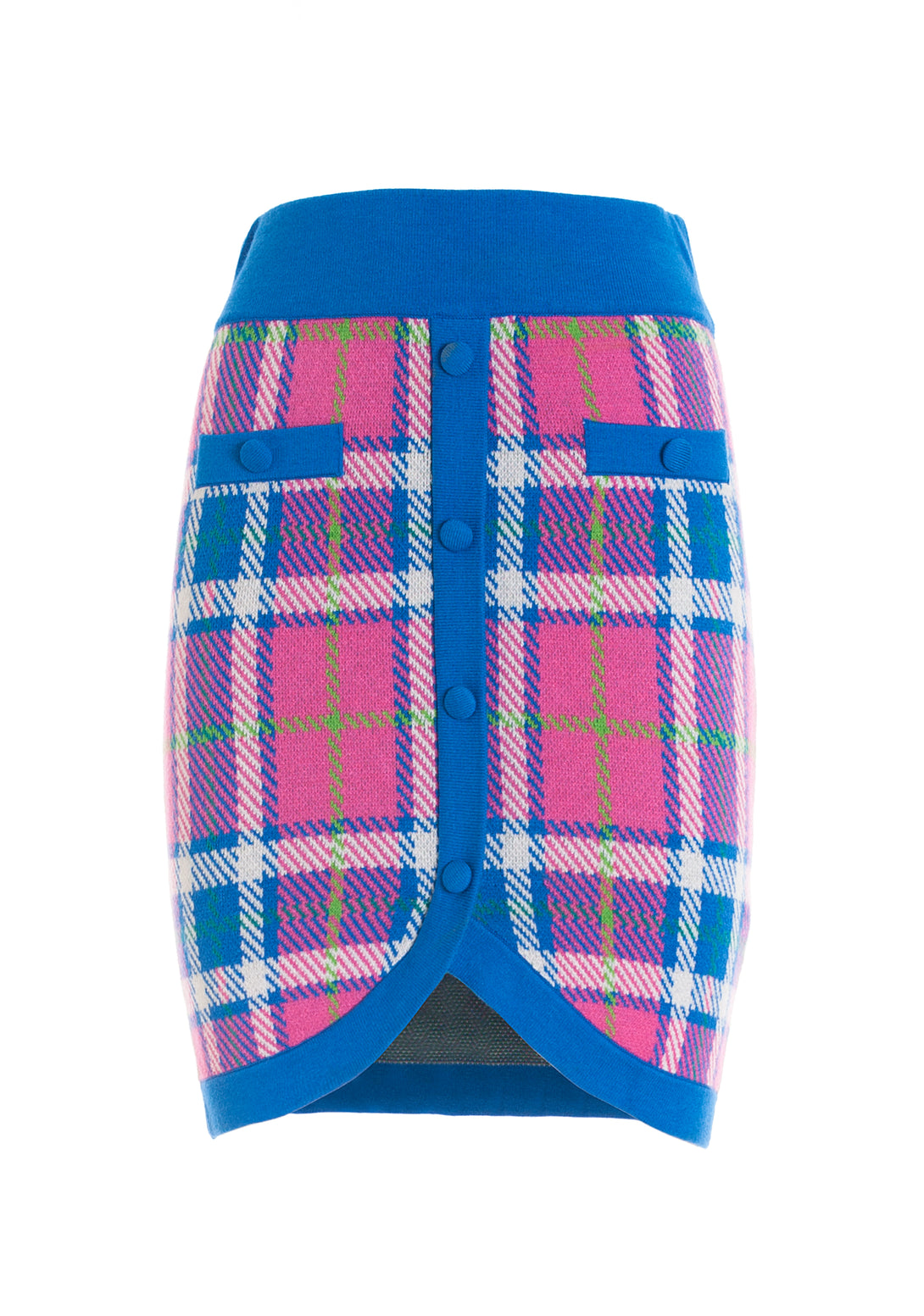 Knitted mini skirt slim fit made in tartan jacquard