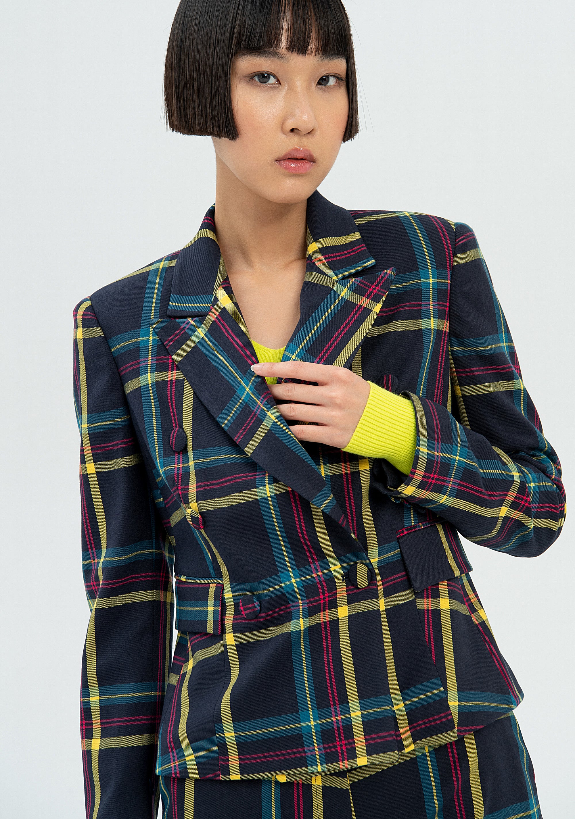 Blazer regular fit double breasted made in tartan Fracomina FR22WJ2005W575O2-210-2