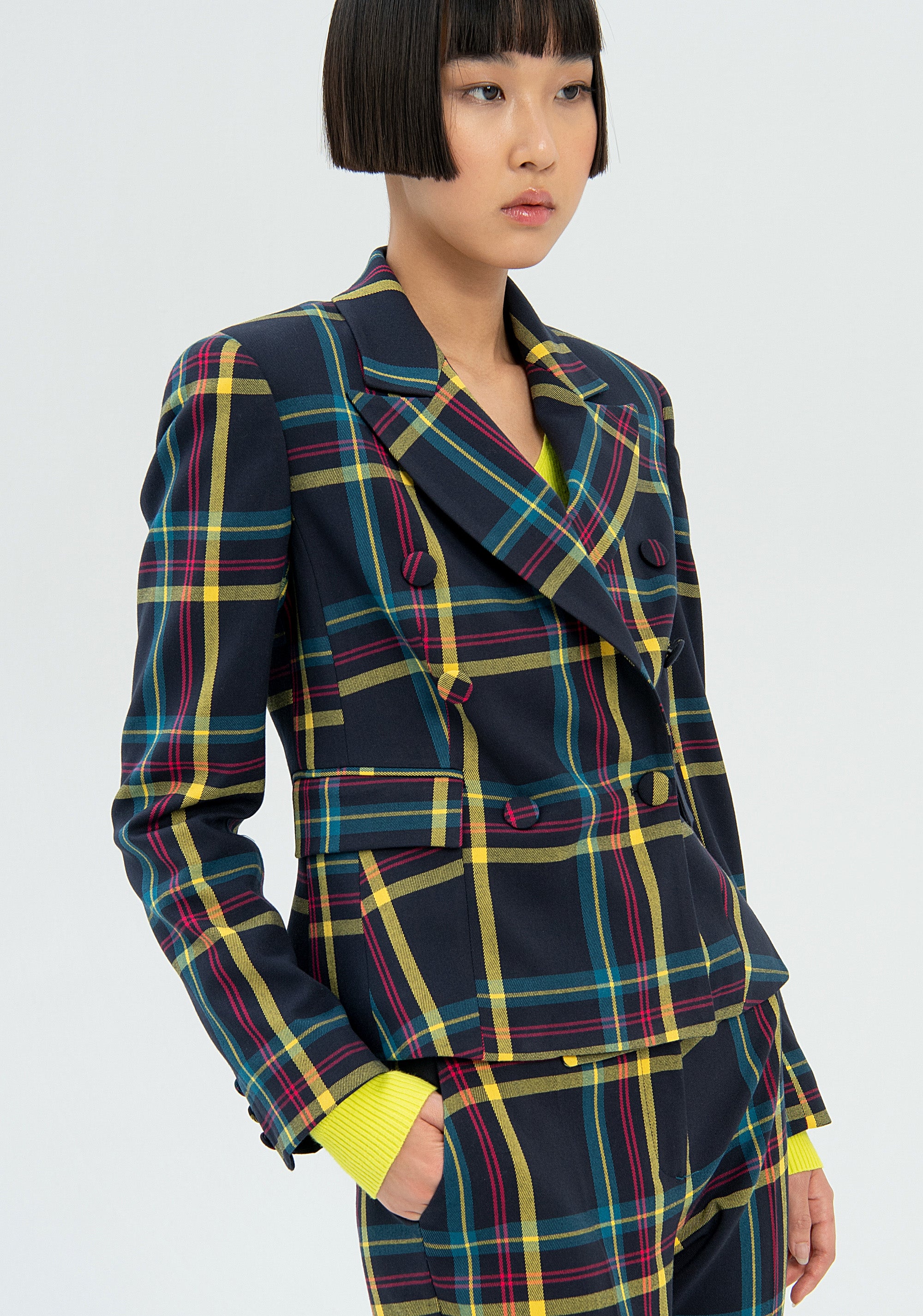 Blazer regular fit double breasted made in tartan Fracomina FR22WJ2005W575O2-210-3