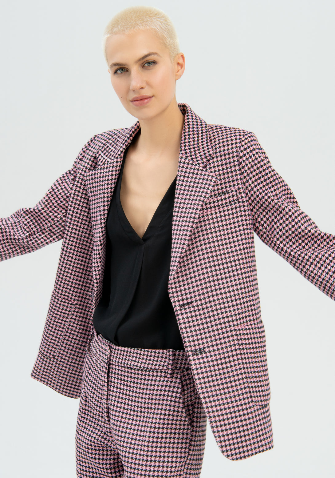 Blazer over fit, long, single breasted made in pied de poule Fracomina FR22WJ3003W57201-665-2