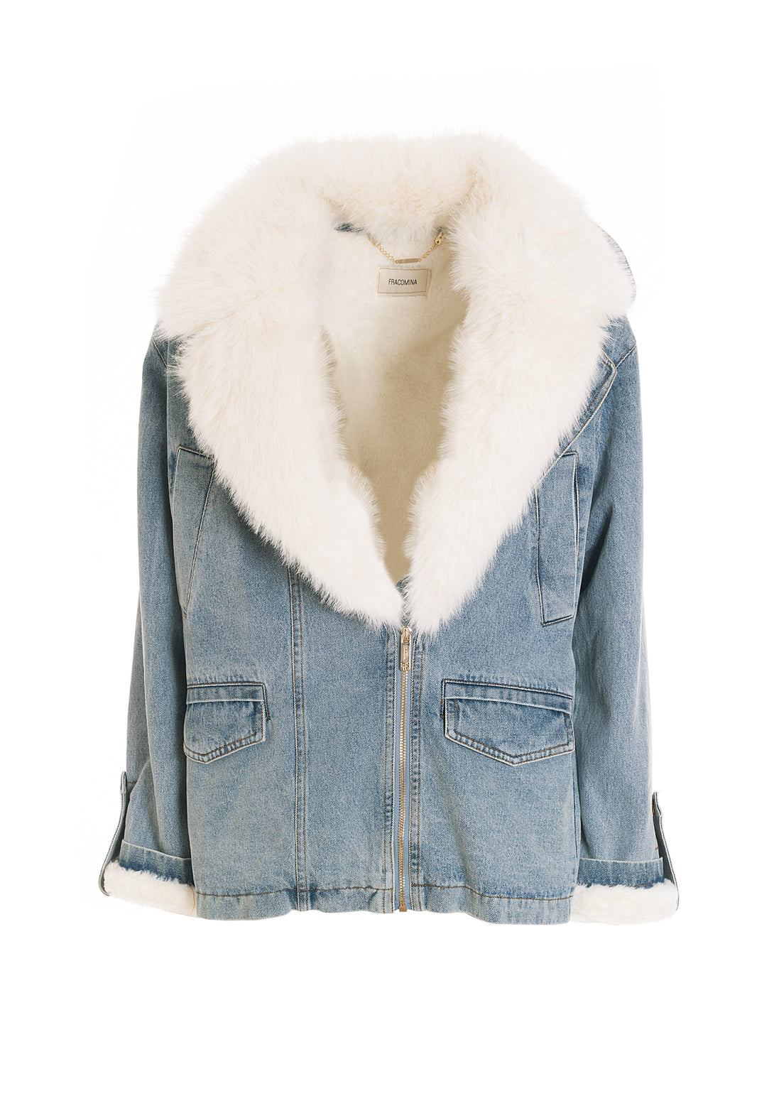 BIker jacket over fit made in denim with bleached wash