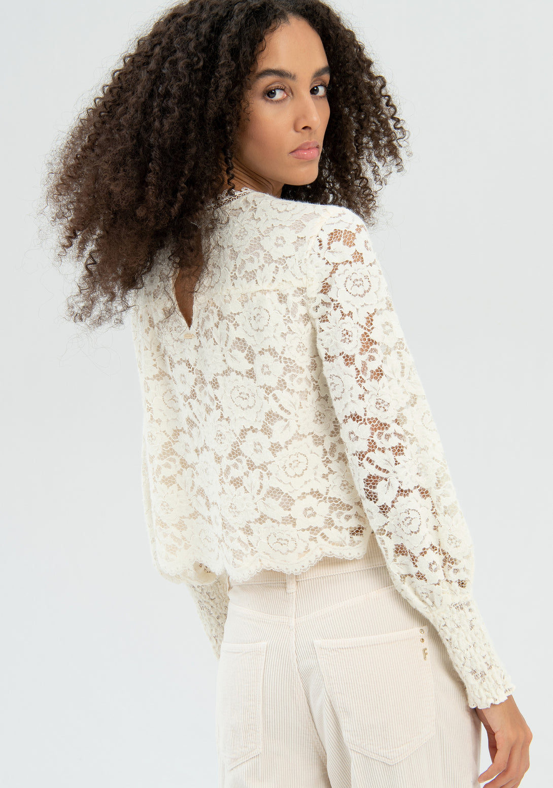 Blouse cropped made in lace Fracomina FR22WT1002W57301-108-3
