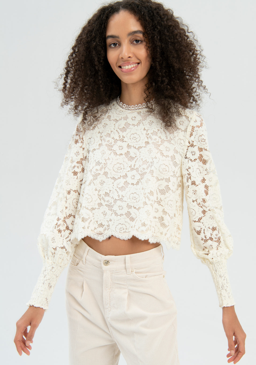 Blouse cropped made in lace Fracomina FR22WT1002W57301-108