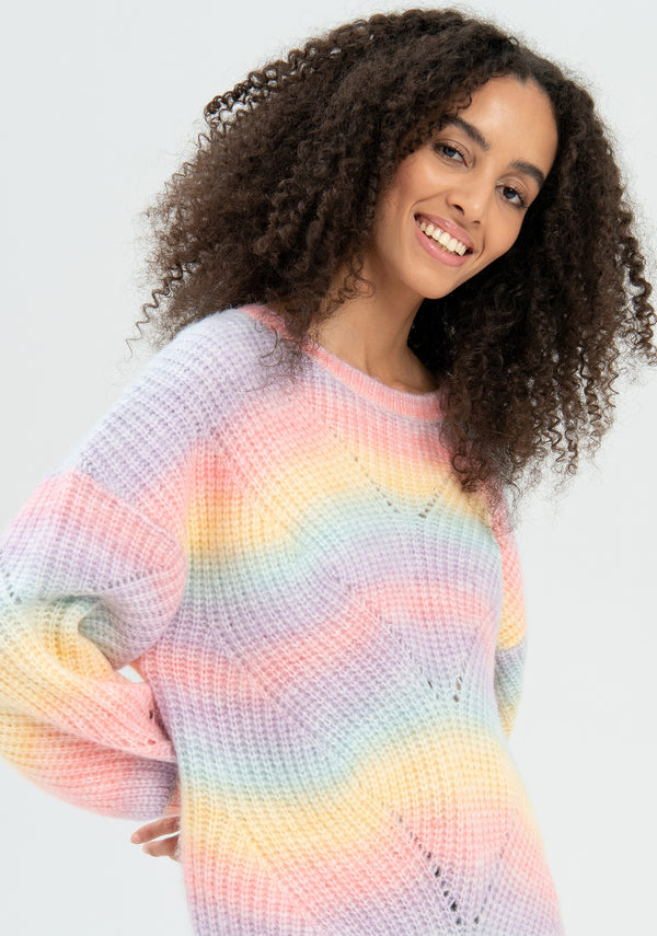 Knitwear over fit with multi color plaits Fracomina FR22WT7016K45801-210-3