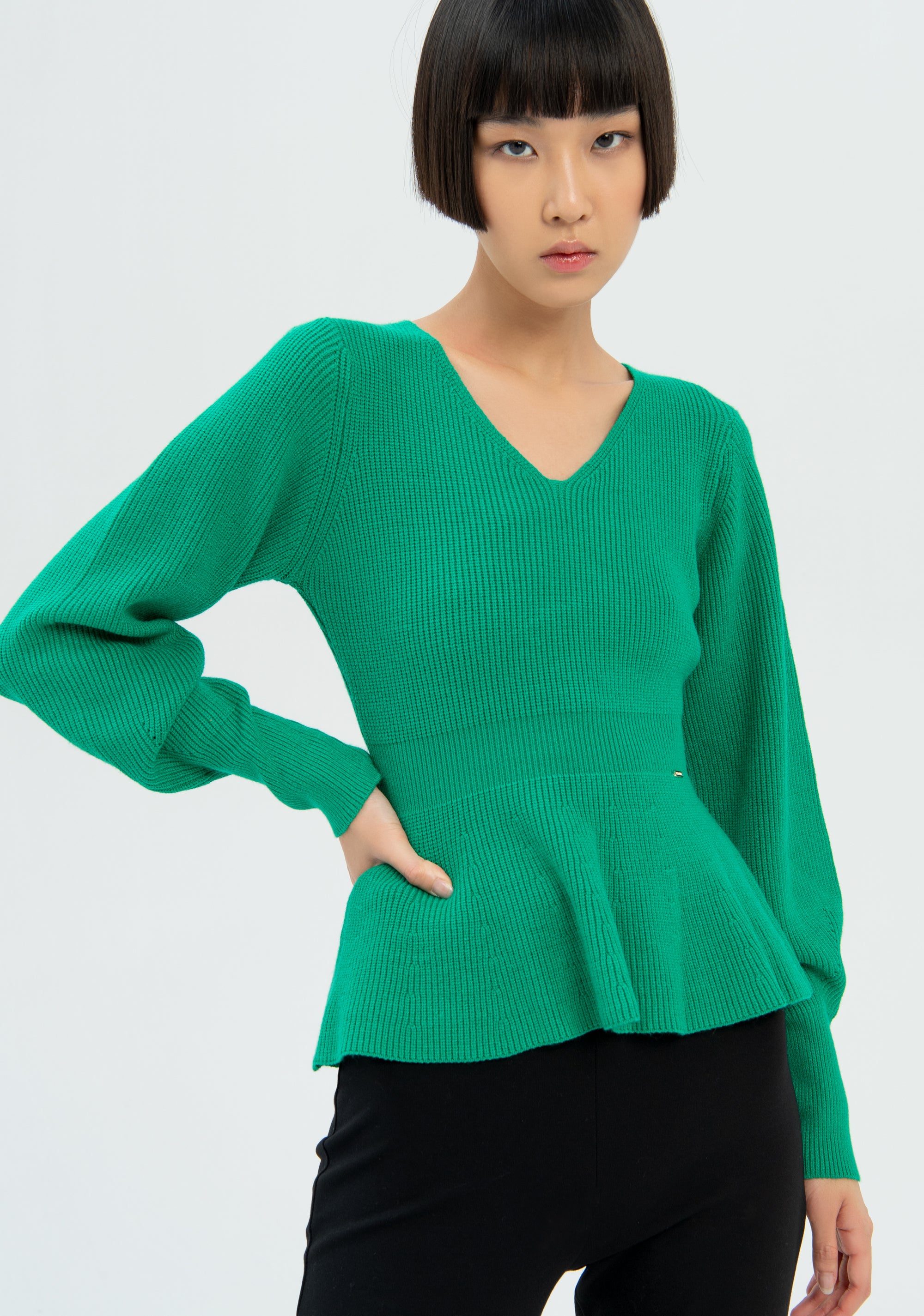 Knitwear flared with V-neck drop Fracomina FR22WT7025K45901-L22