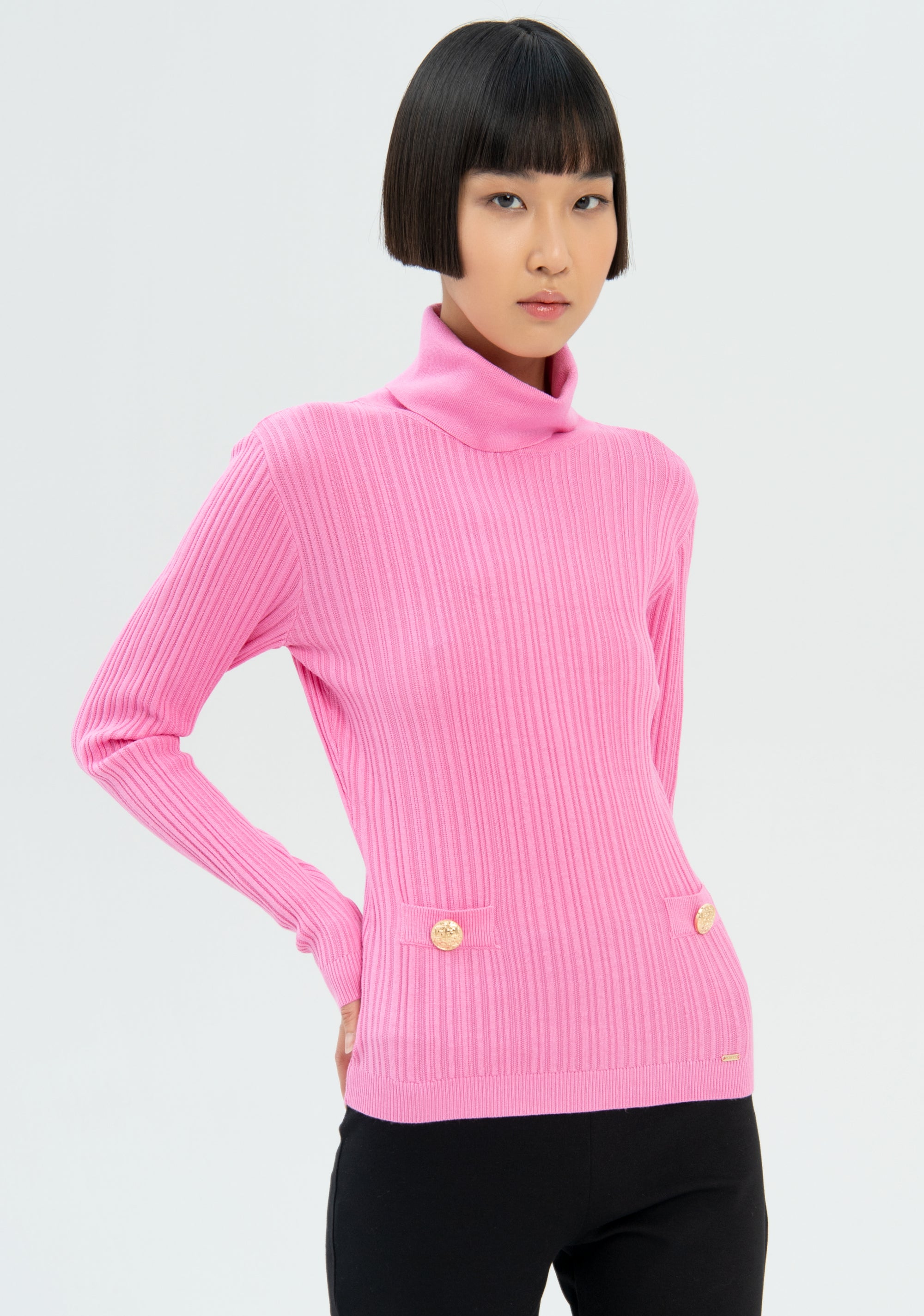 Knitwear slim fit with ribs and high neck Fracomina FR22WT7027K41401-226