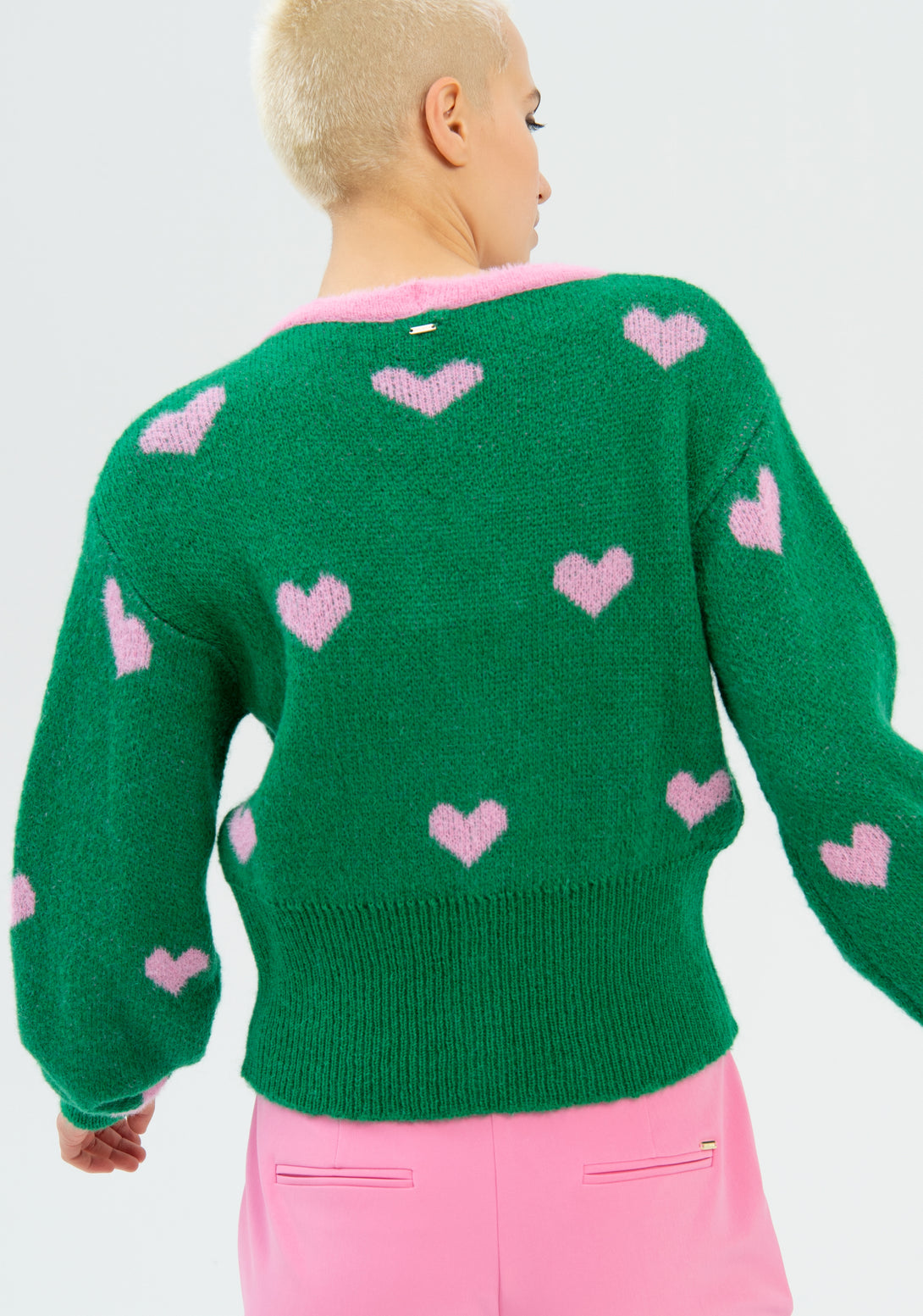Cardigan over fit with heart shaped jacquard Fracomina FR22WT8017K468F8-L28-5