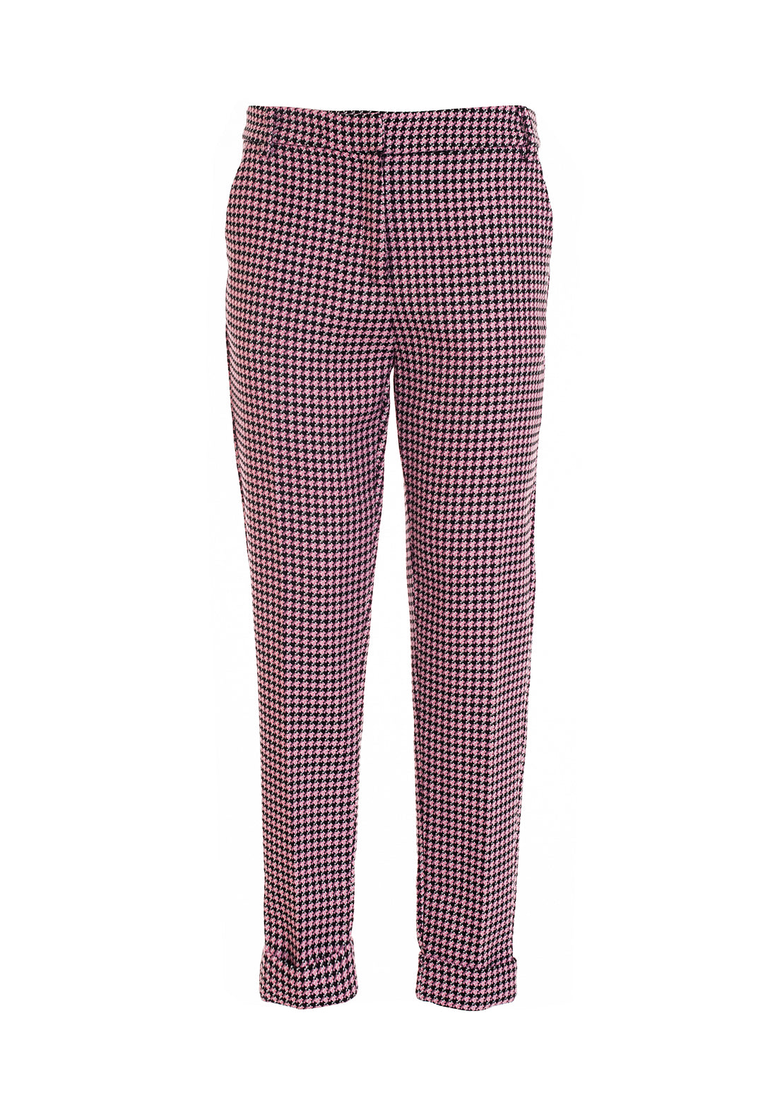 Chinos pant regular fit with pied de poule pattern