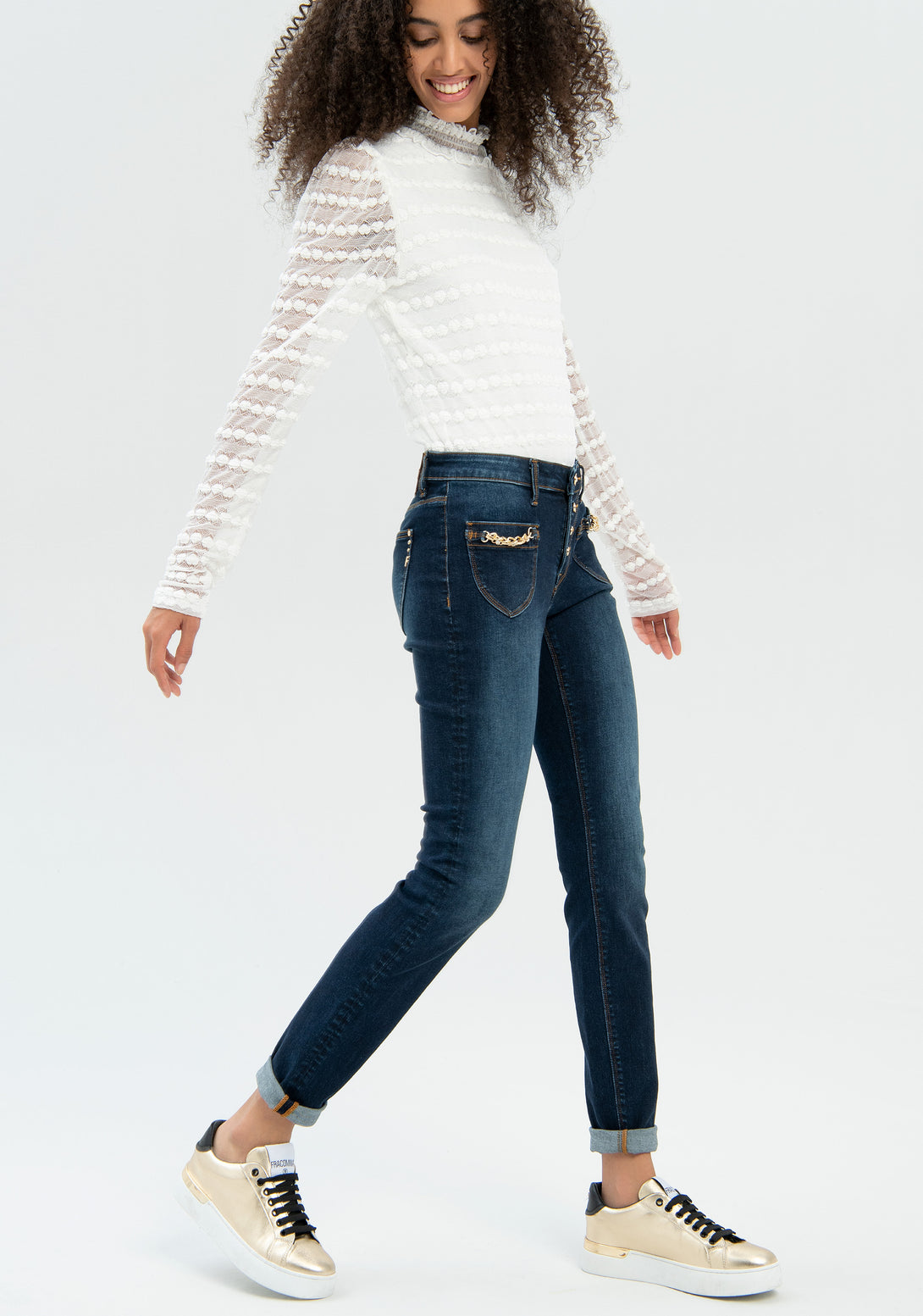 Jeans skinny fit made in denim with vintage wash Fracomina FR22WV7005D42002-349-3