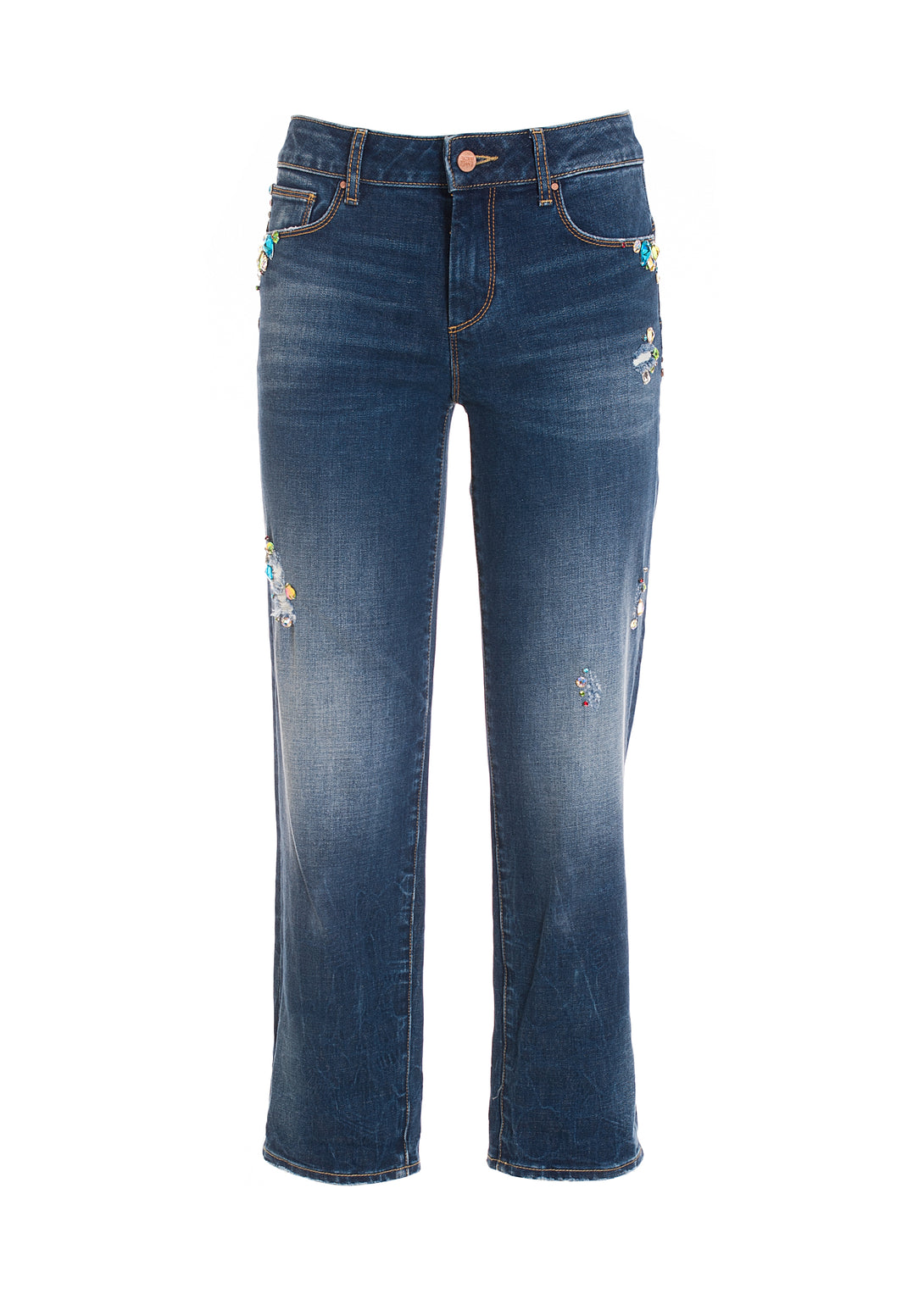 Jeans cropped with perfect shape effect made in denim with strong wash