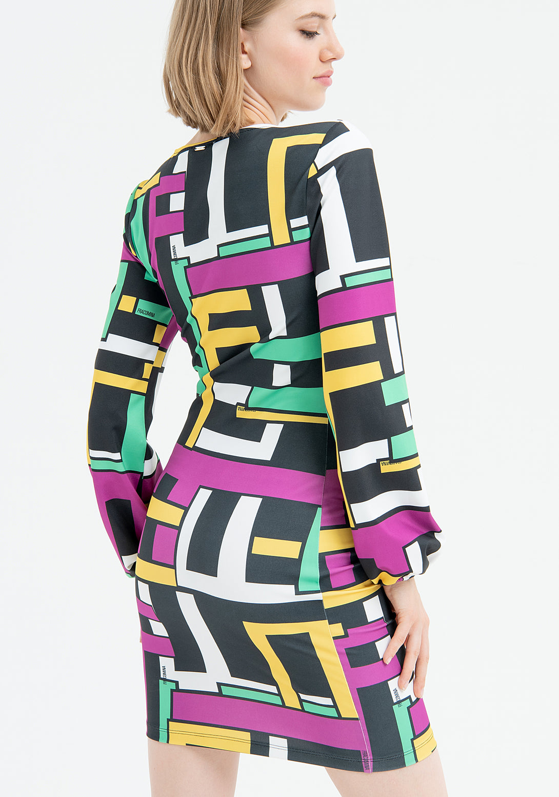 Mini dress slim fit with geometric pattern Fracomina FR23SD1007J430R8-Q18-4