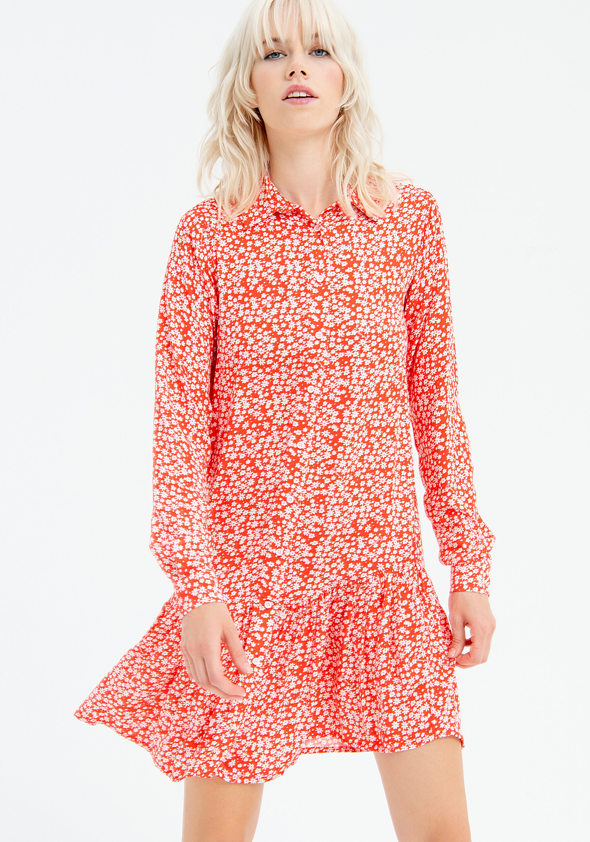 Dress A-shape made in viscose with flowery pattern Fracomina FR23SD1011W525R8-A50-2