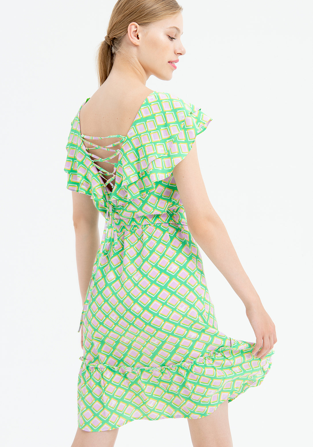 Dress regular fit middle length with geometric pattern Fracomina FR23SD1025W422R8-L87-4