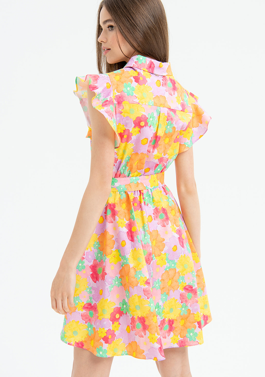 Mini chemisier dress regular fit with flowery pattern Fracomina FR23SD1027W400R8-L47-4