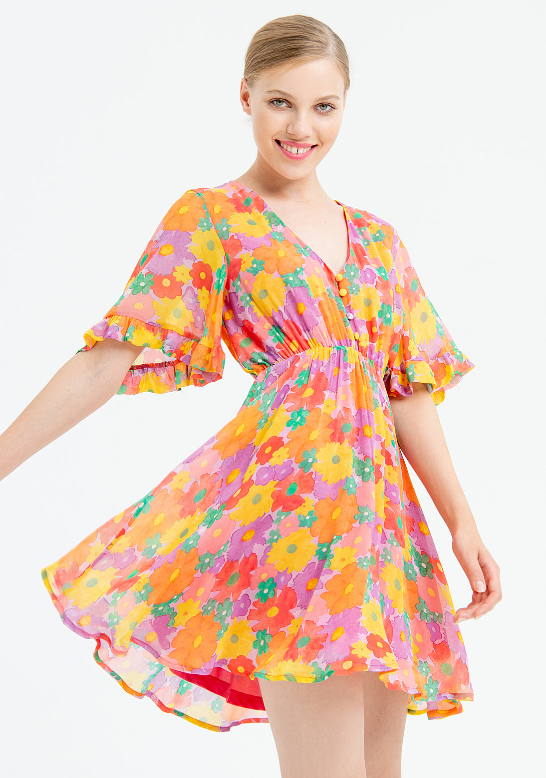 Mini dress regular fit with flowery pattern Fracomina FR23SD1028W452R8-L47-2
