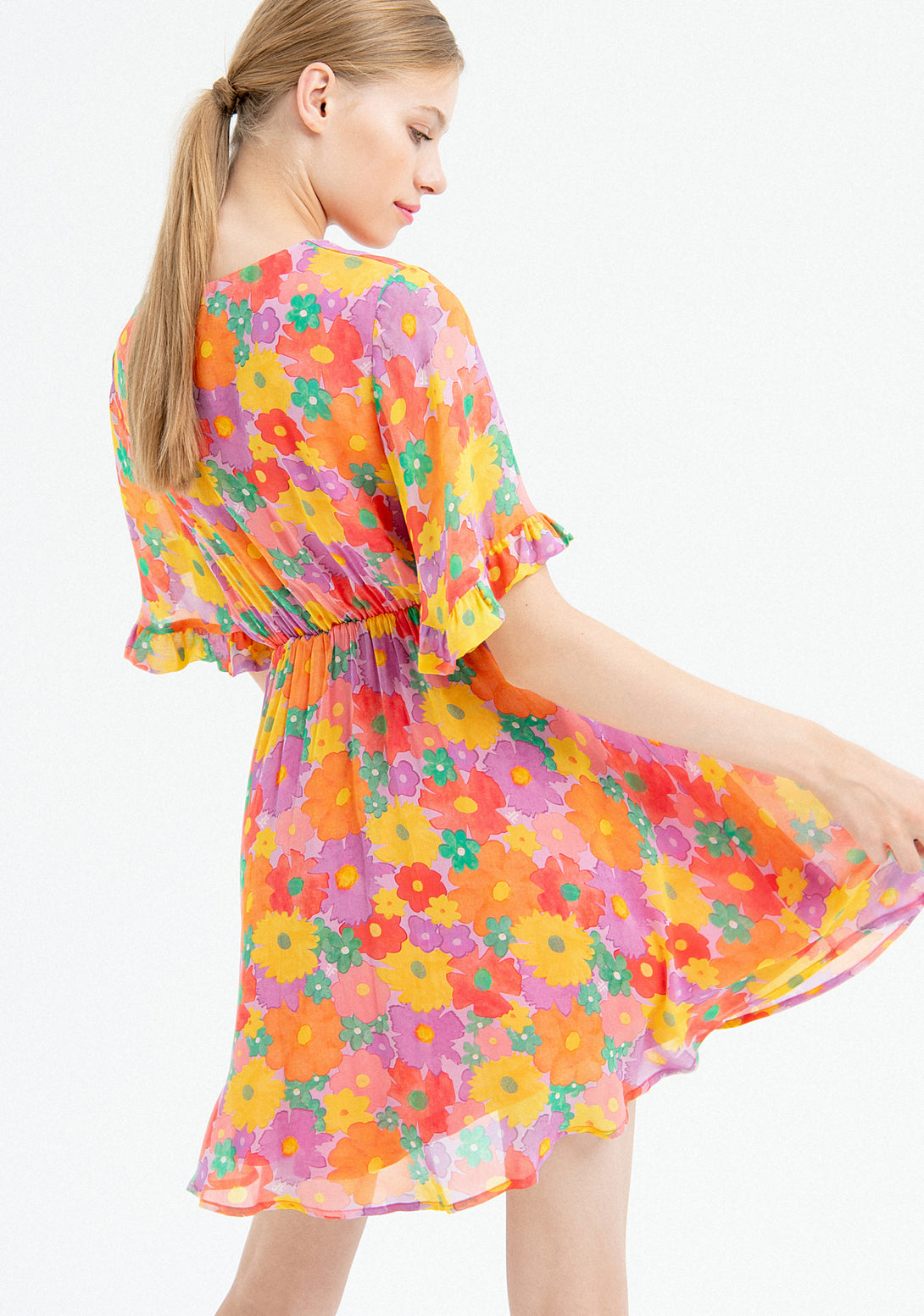 Mini dress regular fit with flowery pattern Fracomina FR23SD1028W452R8-L47-4
