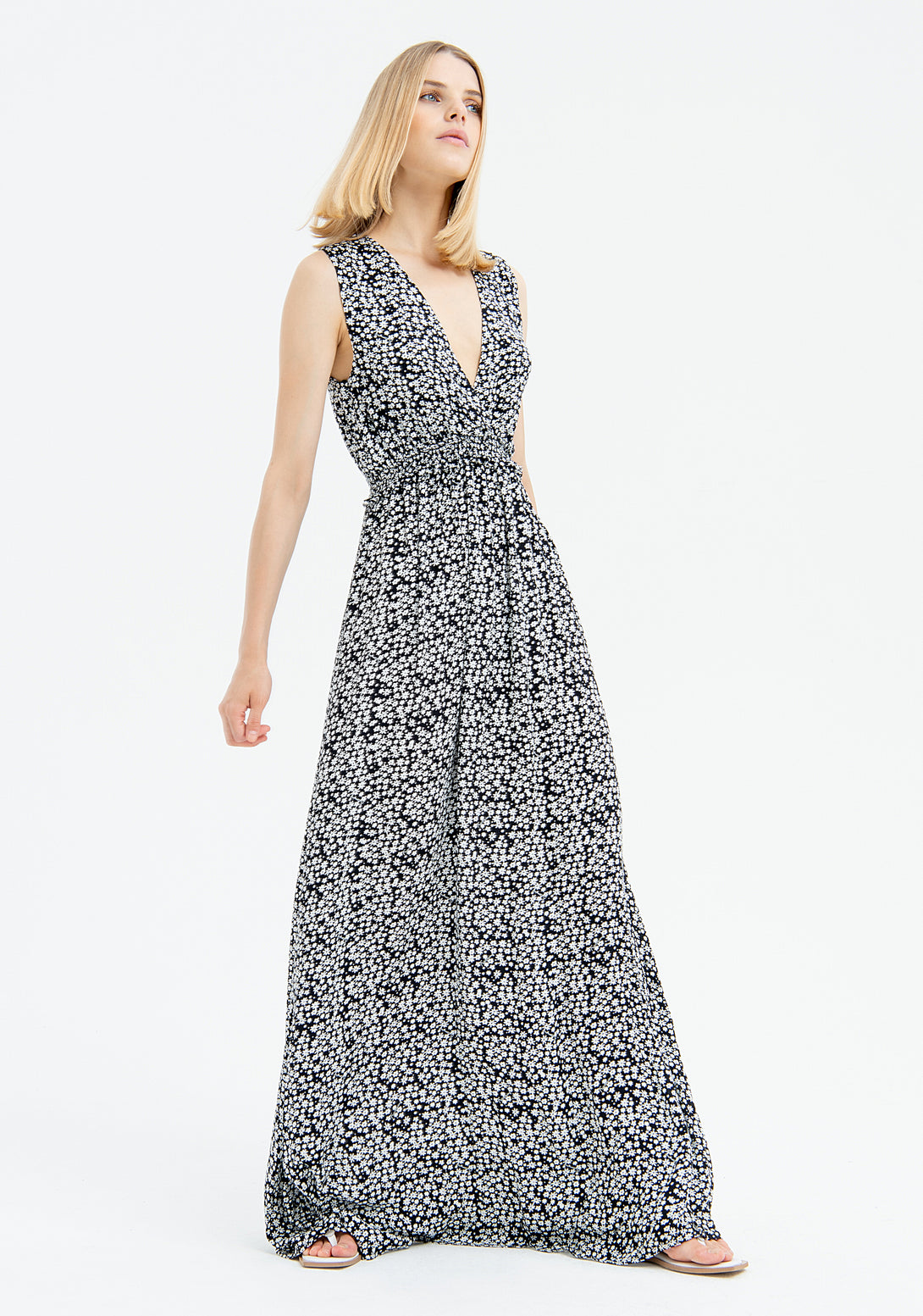 Long sleeveless dress made in viscose with flowery pattern Fracomina FR23SD3002W525R8-060-3