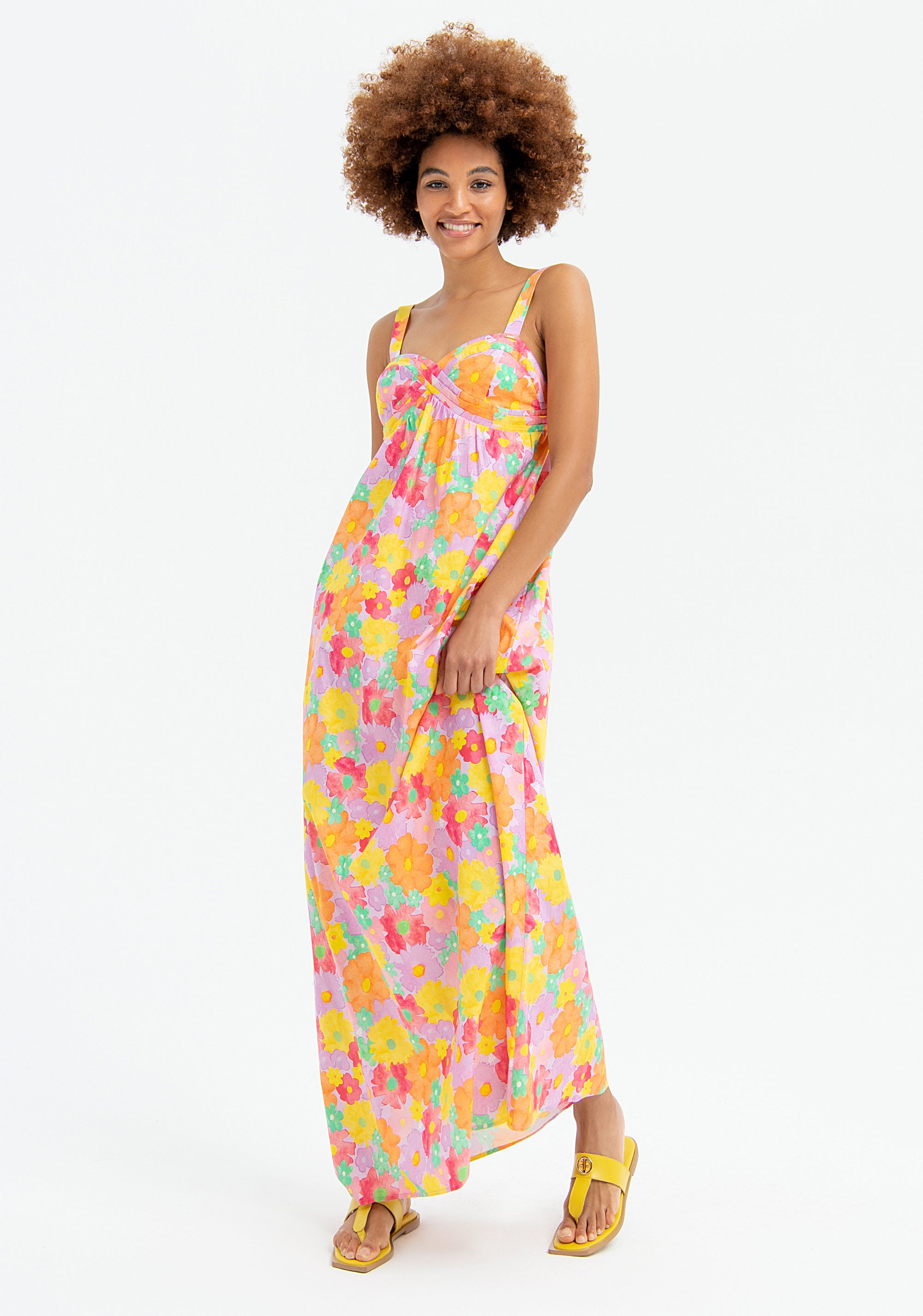Long sleeveless dress with flowery pattern FR23SD3008W400R8 FRACOMINA ...
