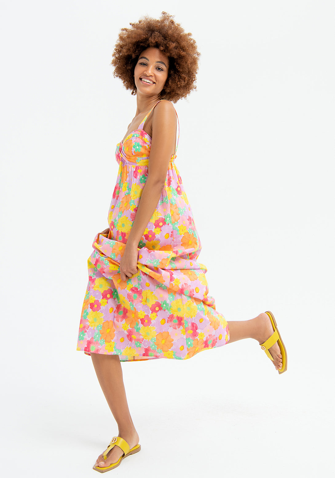Long sleeveless dress with flowery pattern Fracomina FR23SD3008W400R8-L47-3