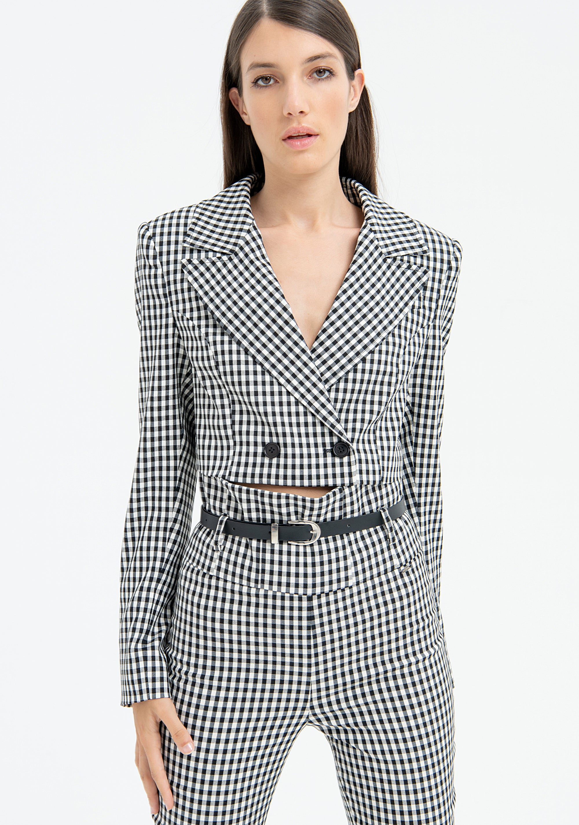 Blazer jacket double breasted with square pattern Fracomina FR23SJ1002W61101-109-1