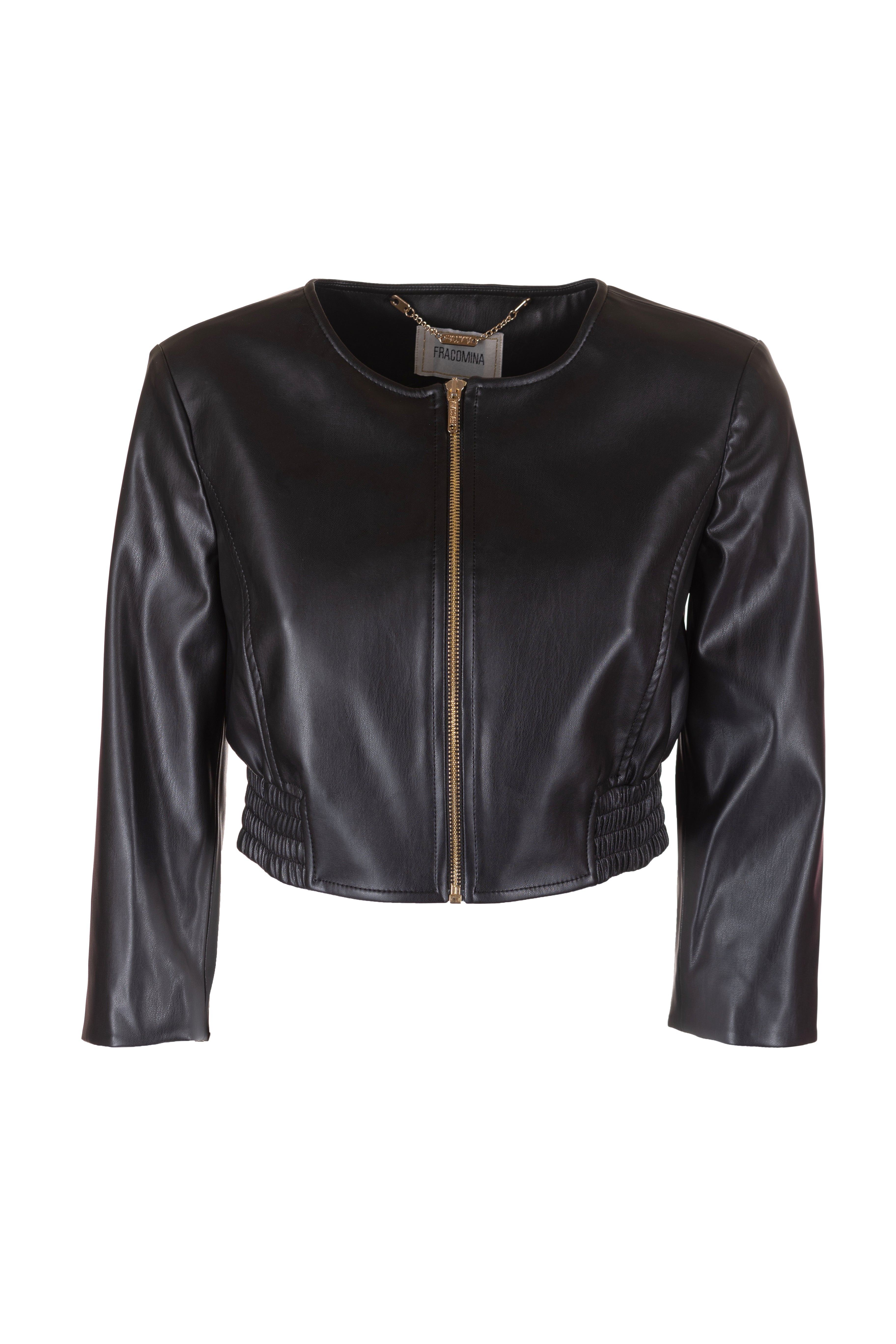 Jacket cropped made in eco leather Fracomina FR23SJ1003E40001-053-1_c298be91-359b-448a-8aef-248252520629