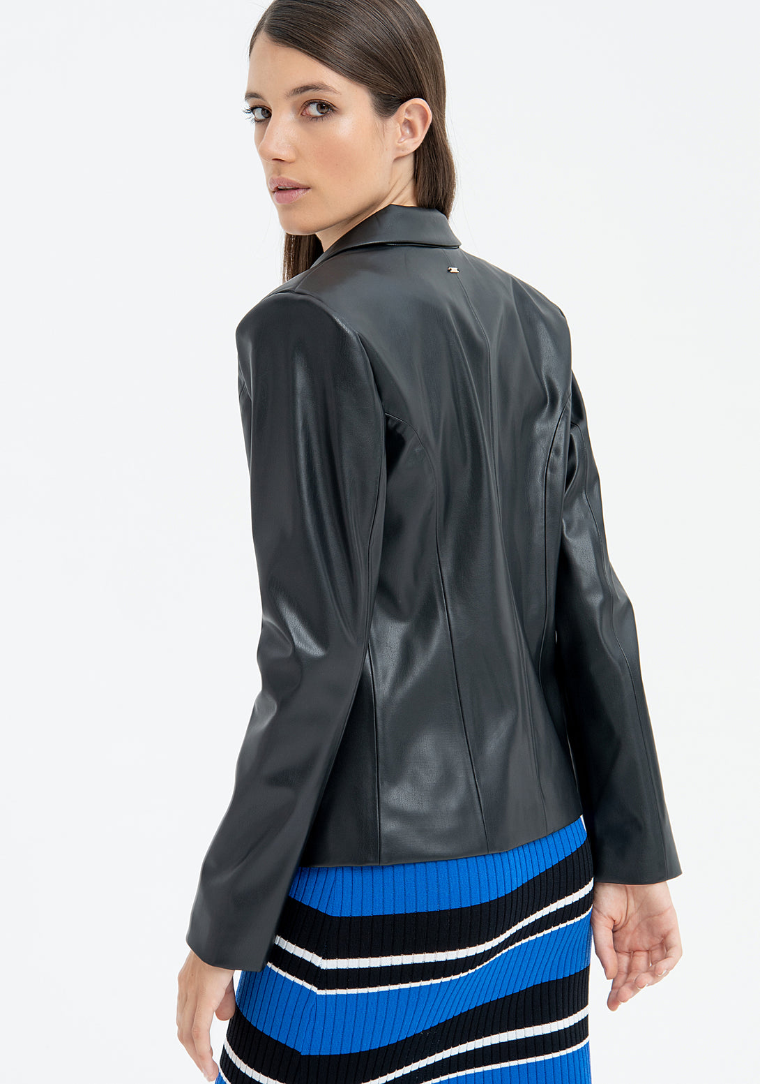 Blazer jacket slim fit single breasted made in eco leather Fracomina FR23SJ2009E40001-053-3