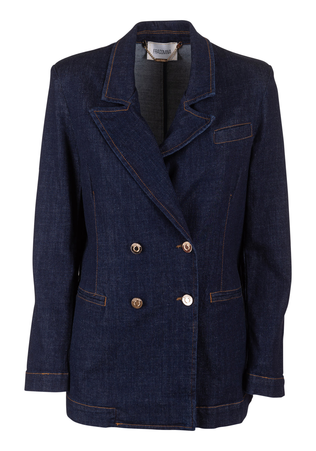 Blazer jacket regular fit double breasted made in denim with raw wash