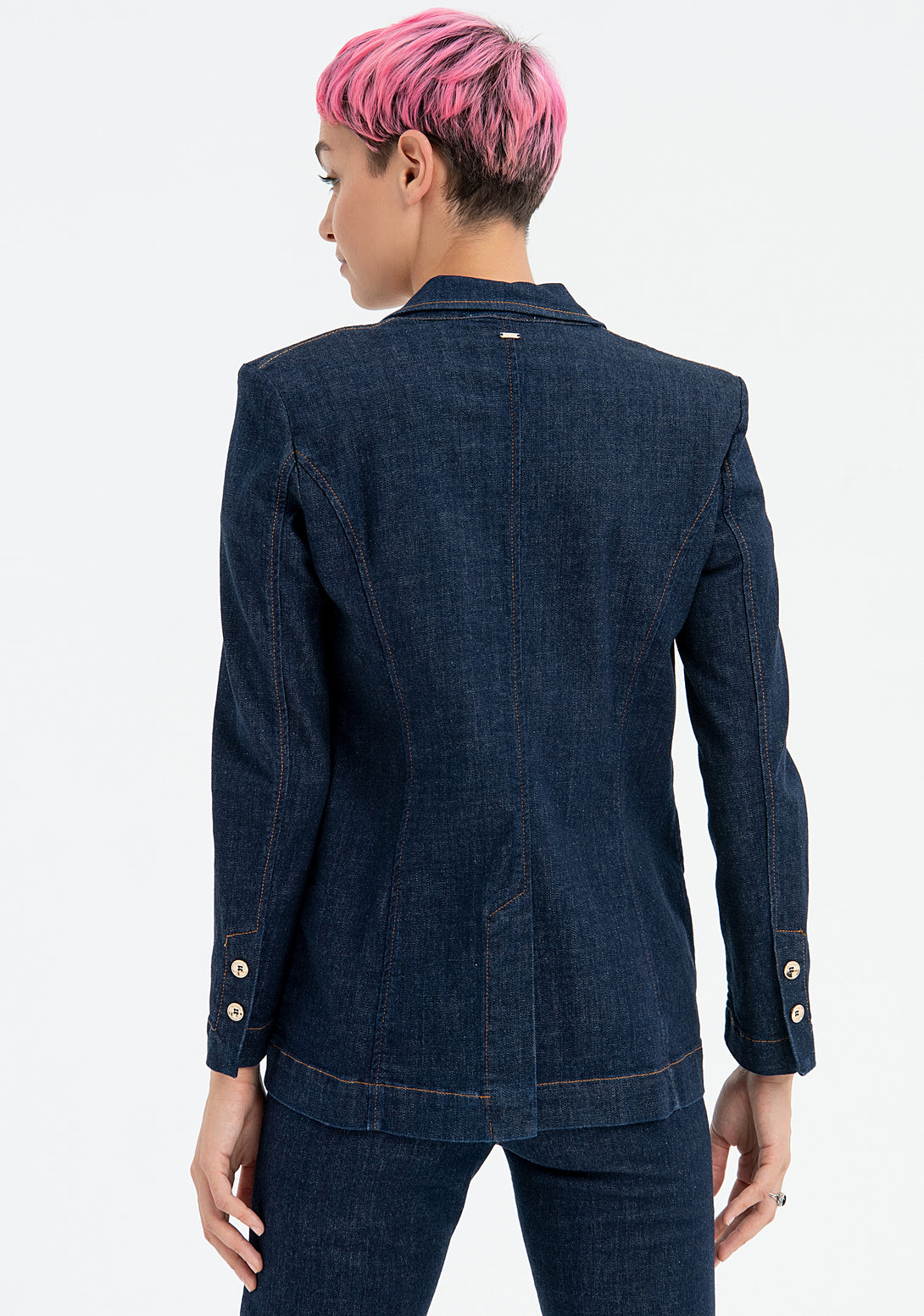 Blazer jacket regular fit double breasted made in denim with raw wash Fracomina FR23SJ3002D40101-117-3