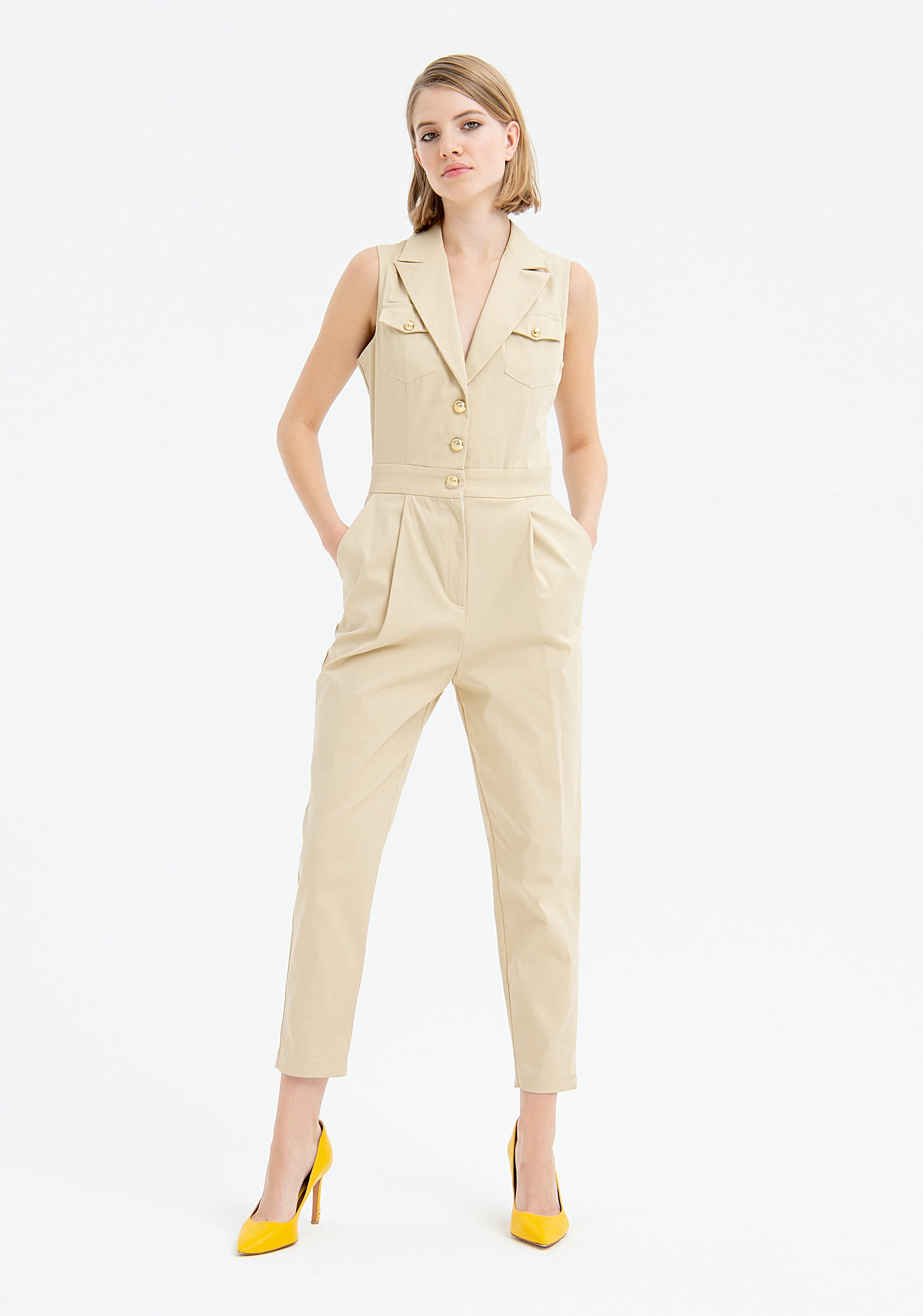 Sleeveless overall made in gabardine Fracomina FR23SO2002W40101-251-1