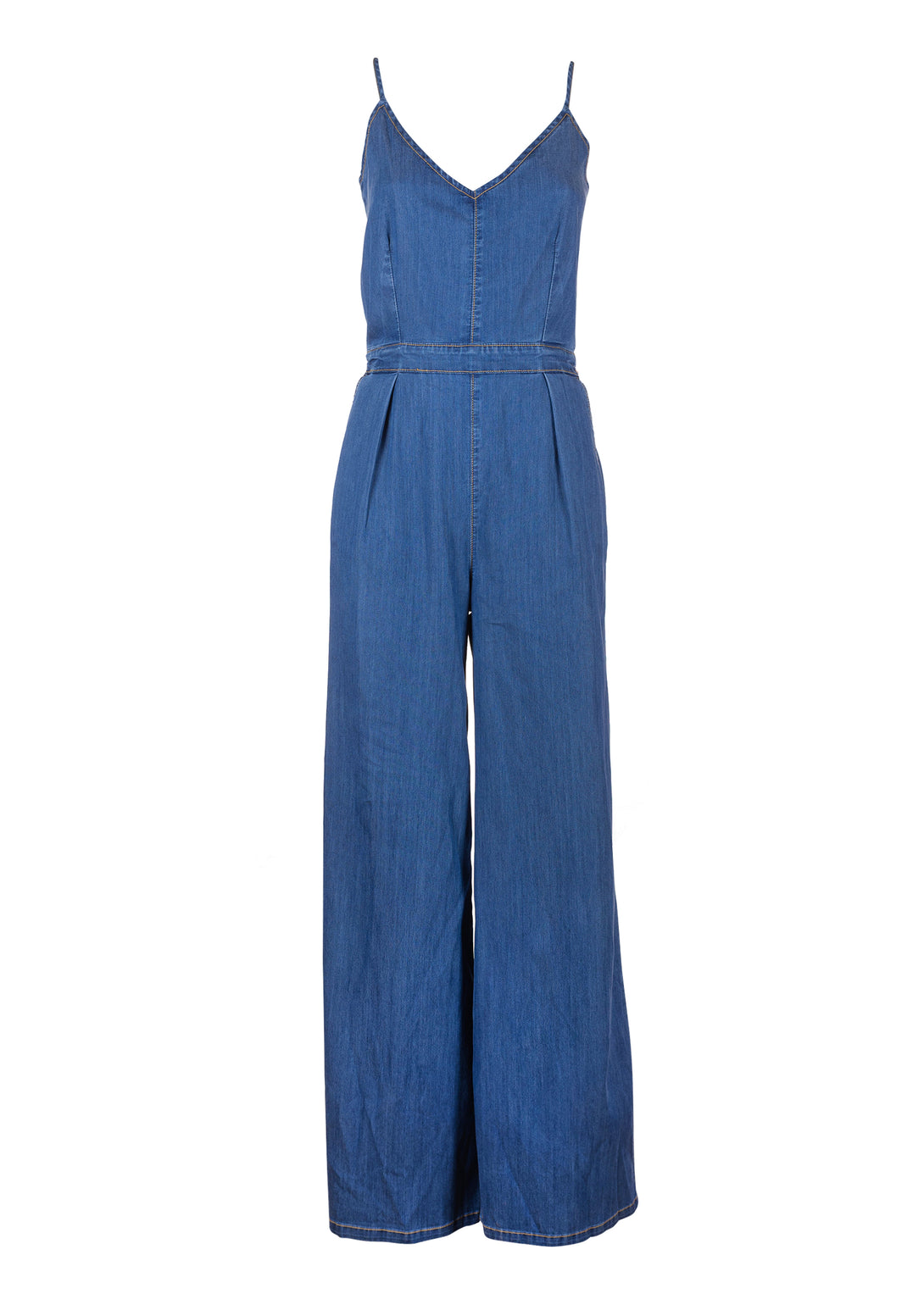 Sleeveless overall made in chambray