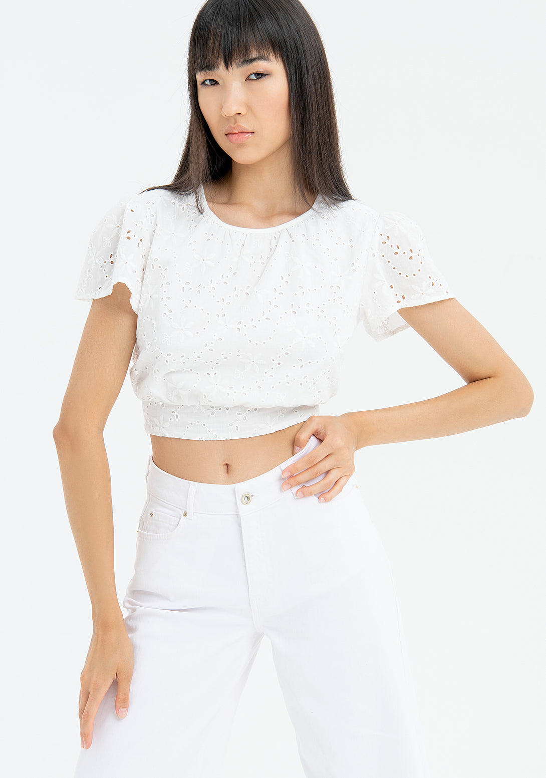 Top cropped made in San Gallo lace Fracomina FR23ST1012W403G1-278-1