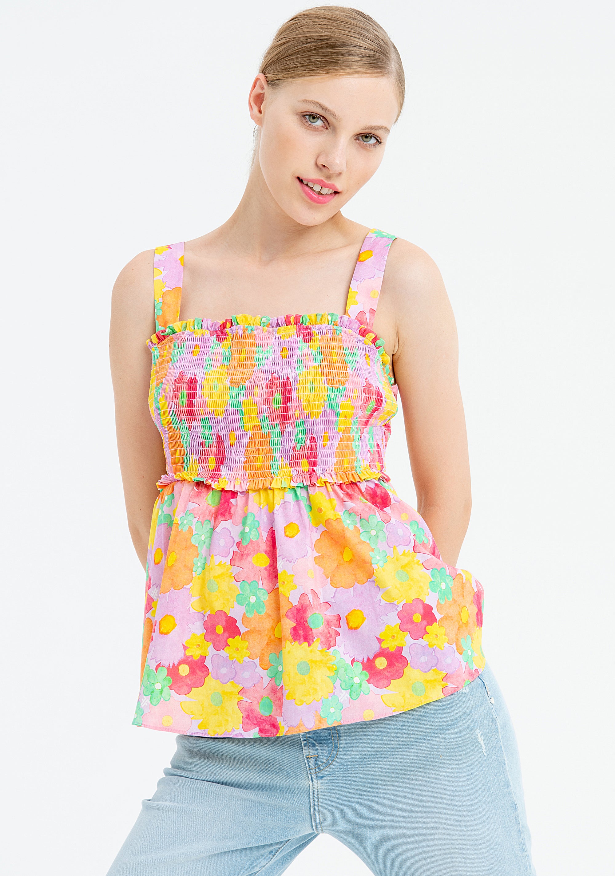 Tank top with flowery pattern Fracomina FR23ST2021W400R8-L47-2