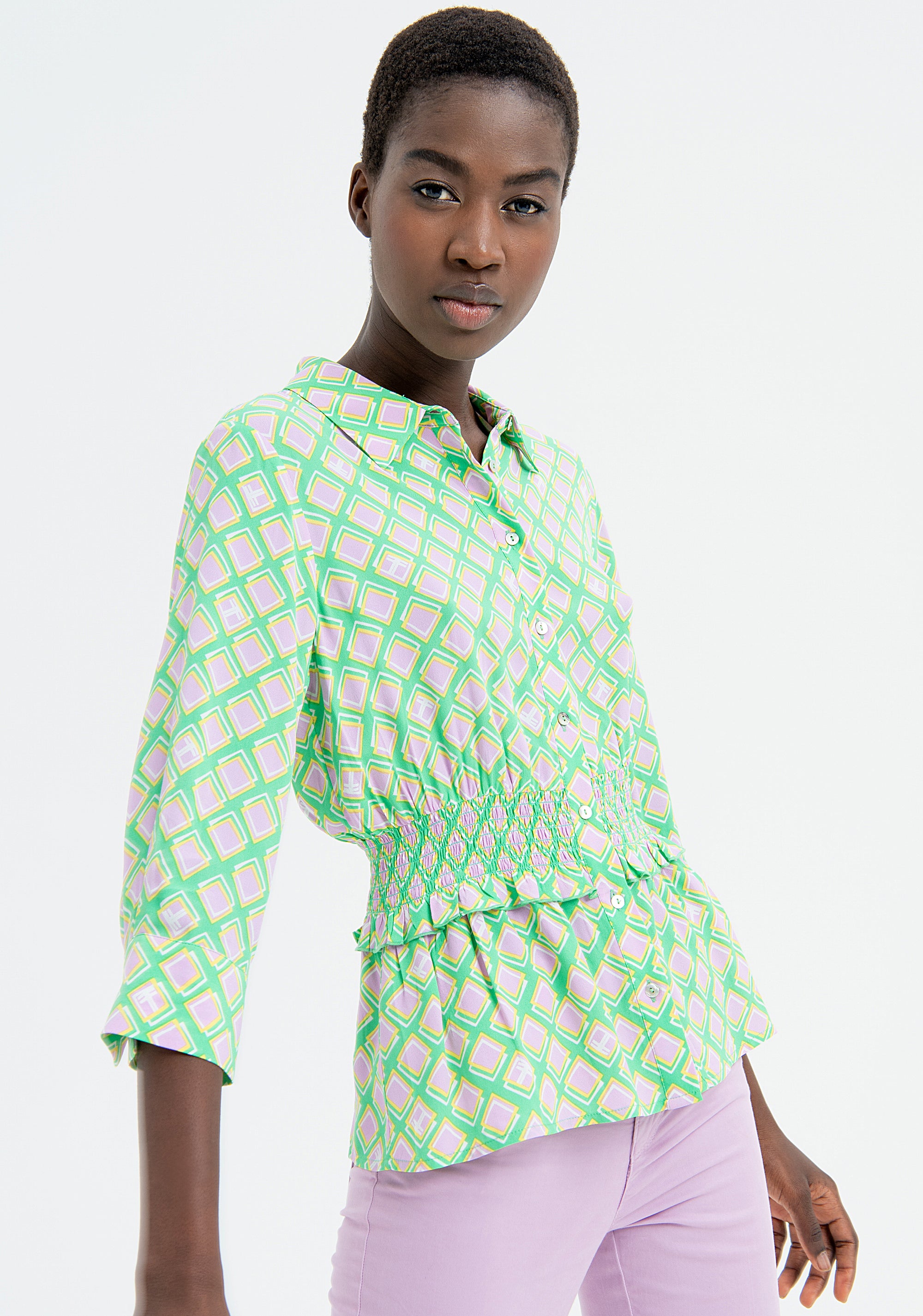 Shirt regular fit with geometric pattern Fracomina FR23ST6002W422R8-L87-1