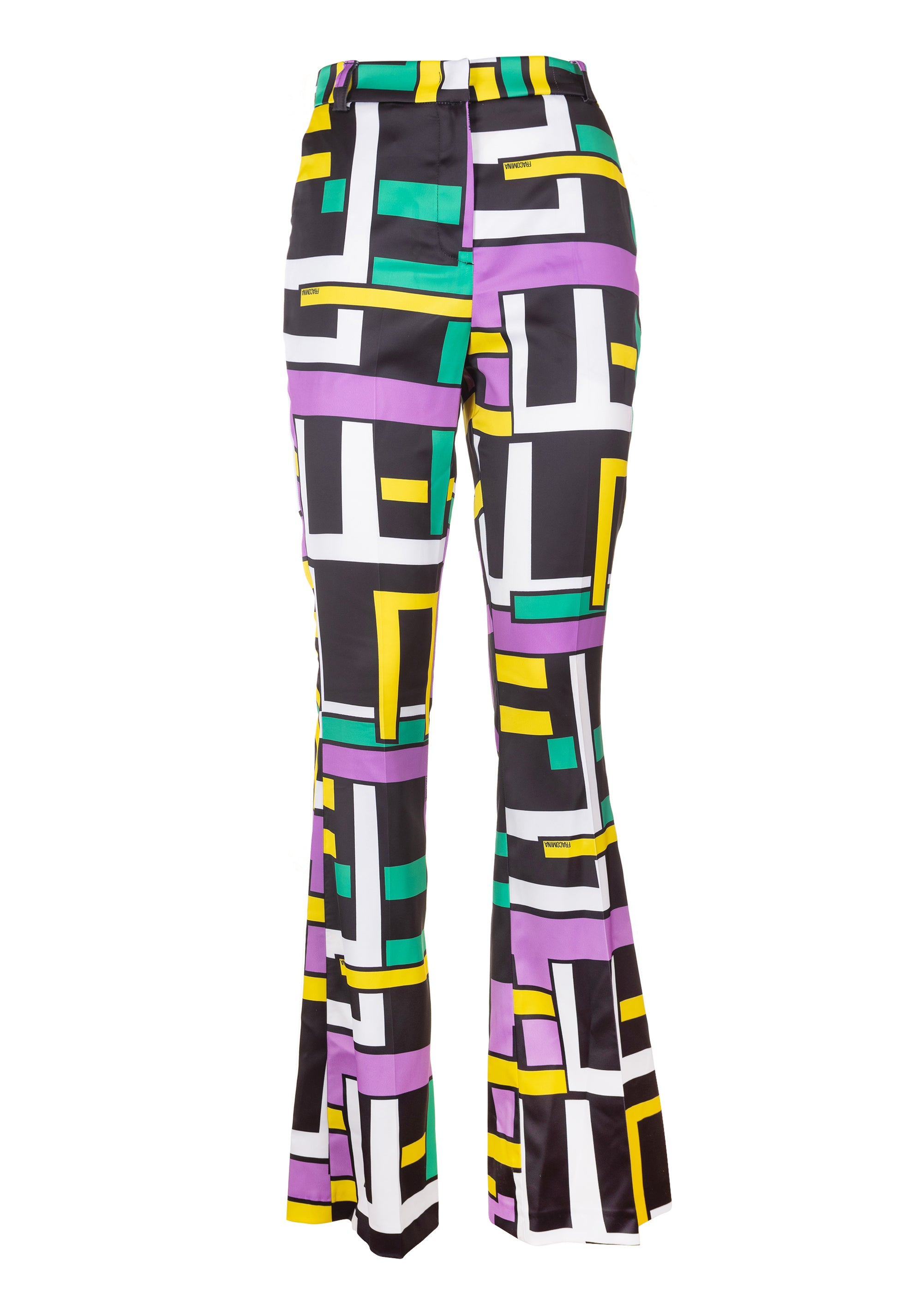 Bootcut pant with geometric pattern Fracomina FR23SV3006W411R8-Q18-1_6e35df18-9df6-4c55-8405-967a9c2d07bd