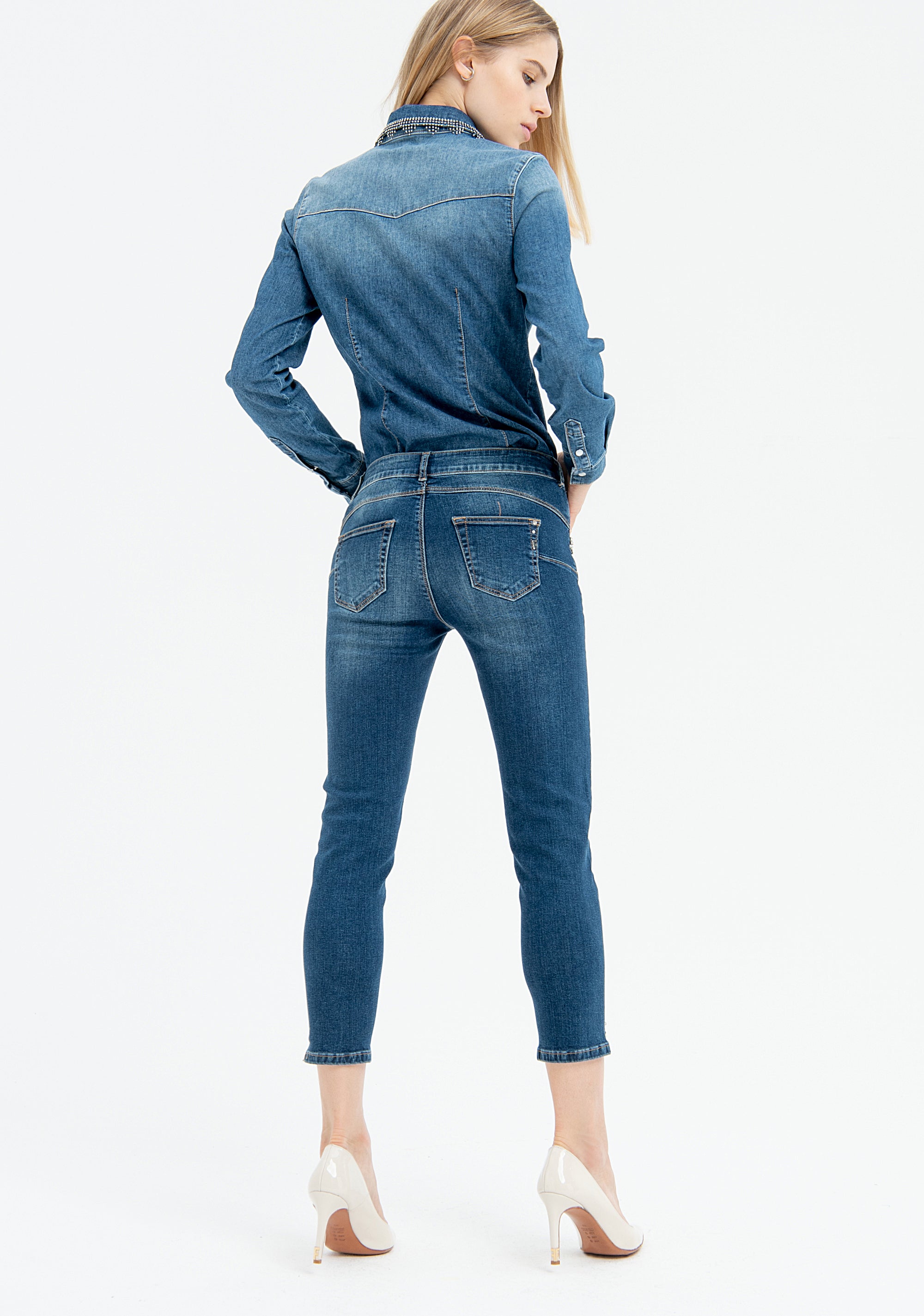 Jeans cropped push-up effect made in denim with middle wash Fracomina FR23SV9002D401R9-349-4