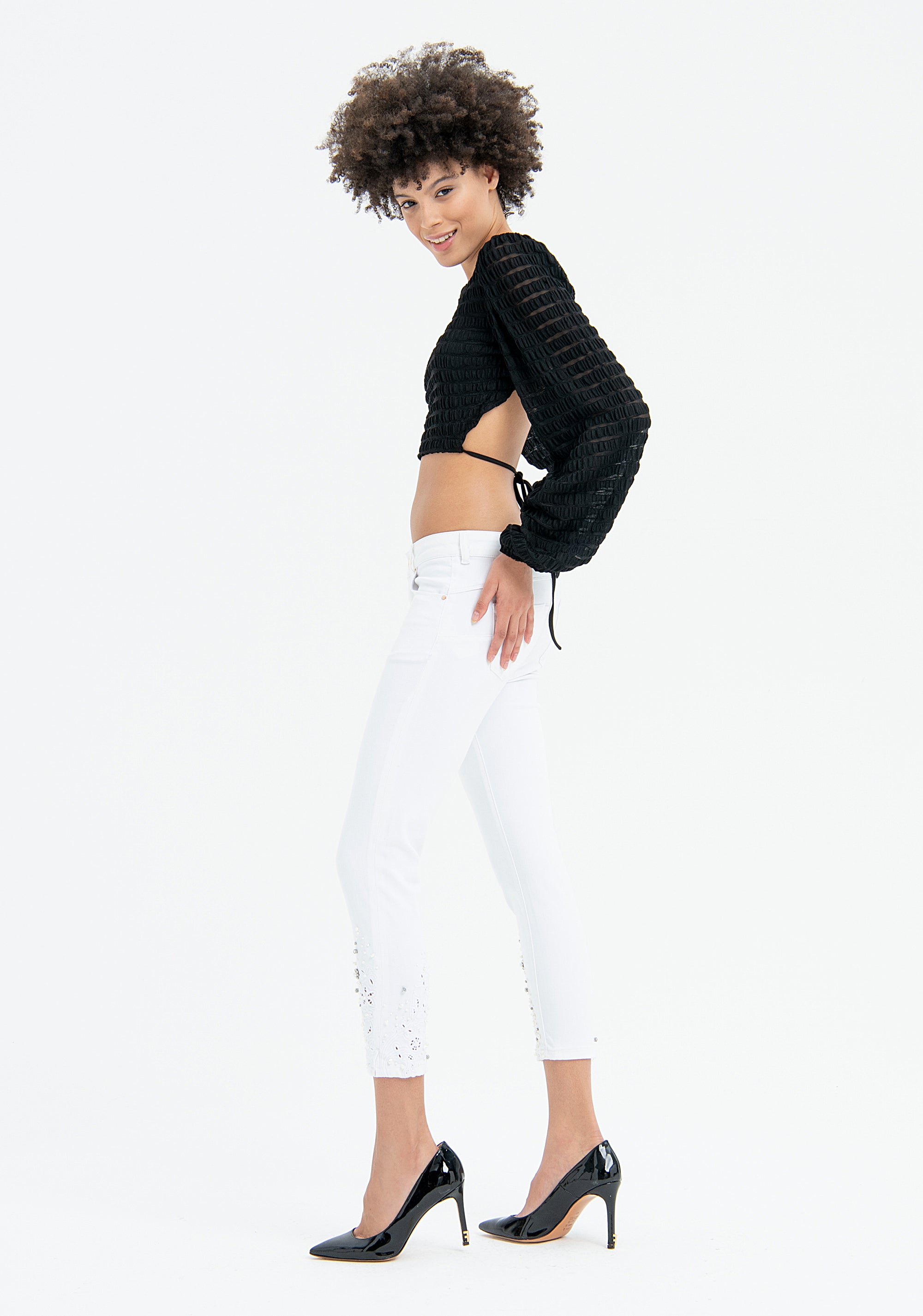 Jeans cropped push-up effect made in twill Fracomina FR23SV9002W613R9-278-4