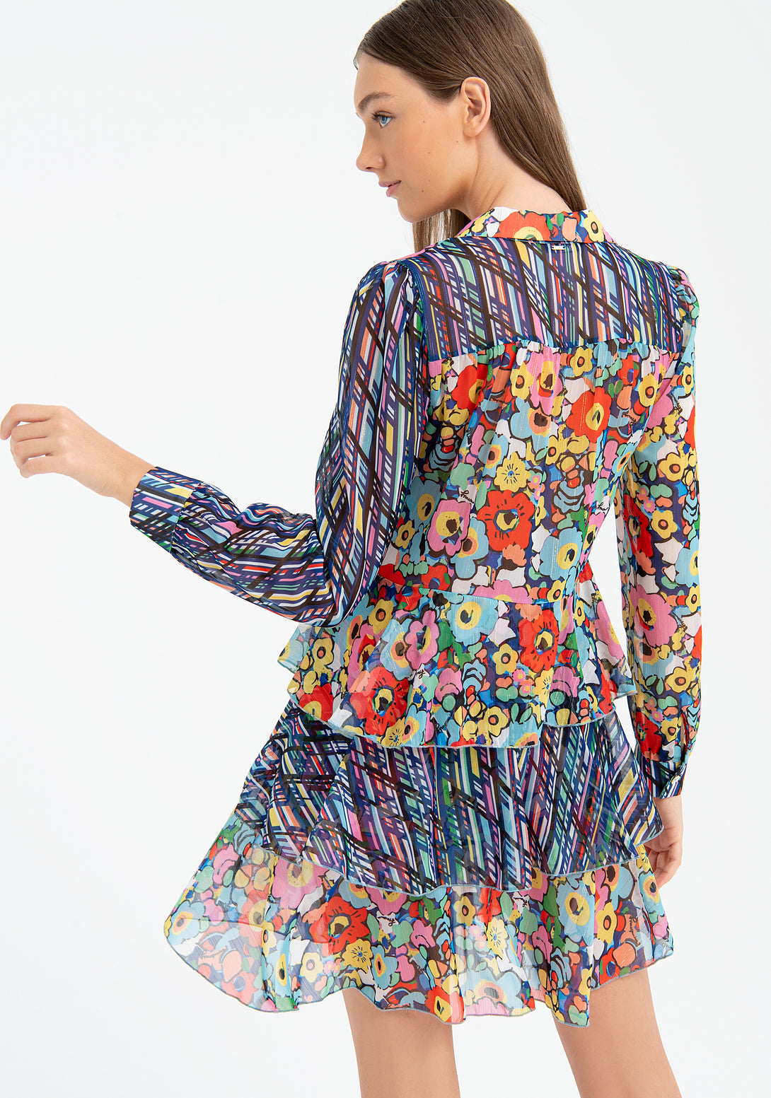 Chemisier dress regular fit with multicolor pattern