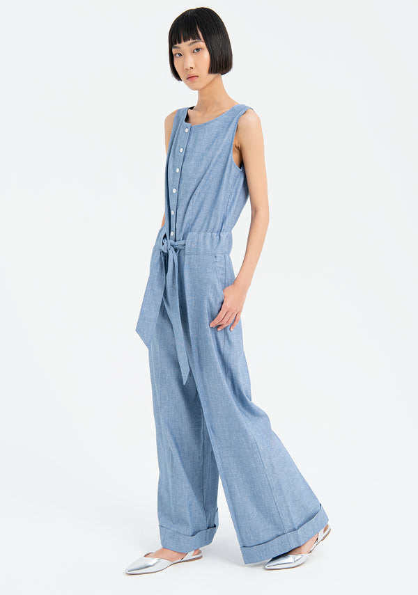 Jumpsuit wide fit with no sleeves made in denim Fracomina FS21SO2001W45601-252_01