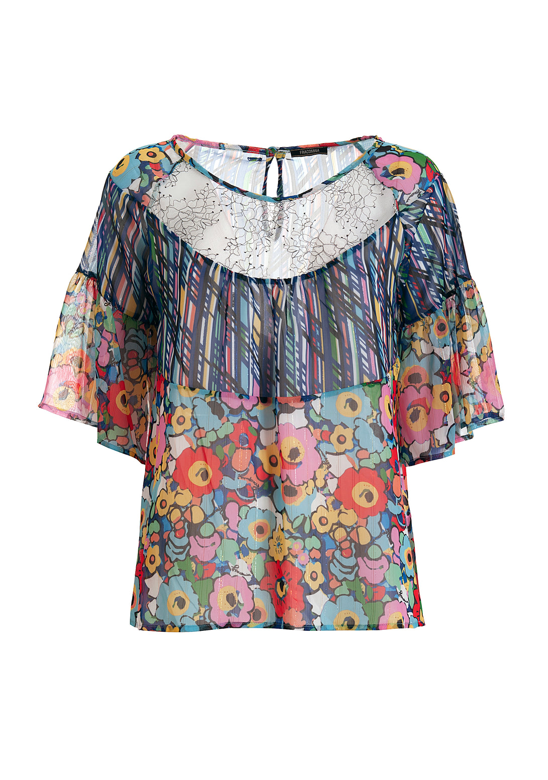Blouse wide fit with multicolor pattern